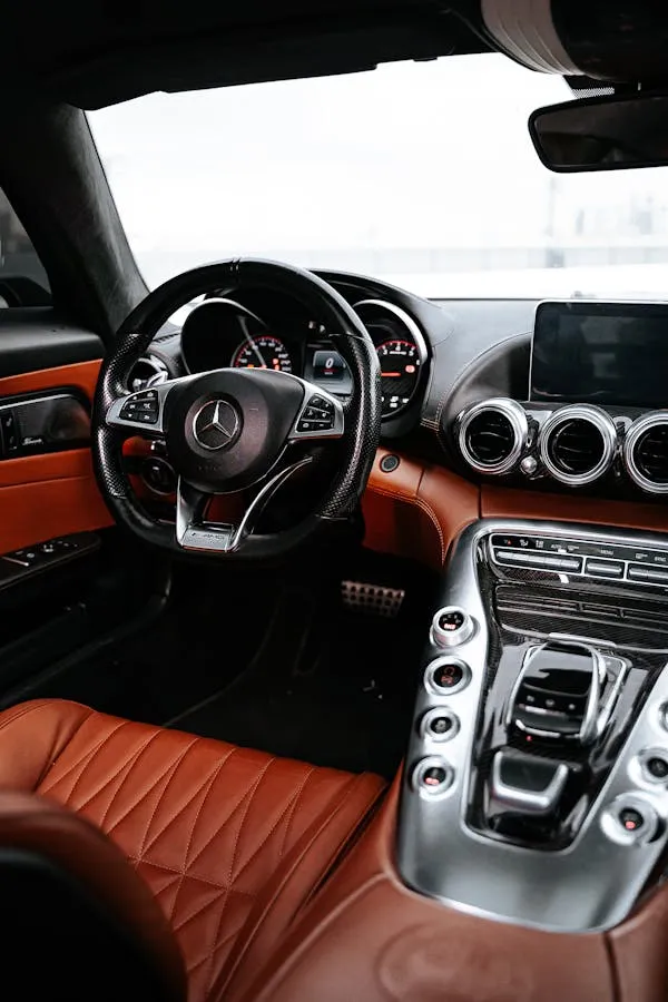 Interior View of Mercedes Benz Car with Modern Dashboard