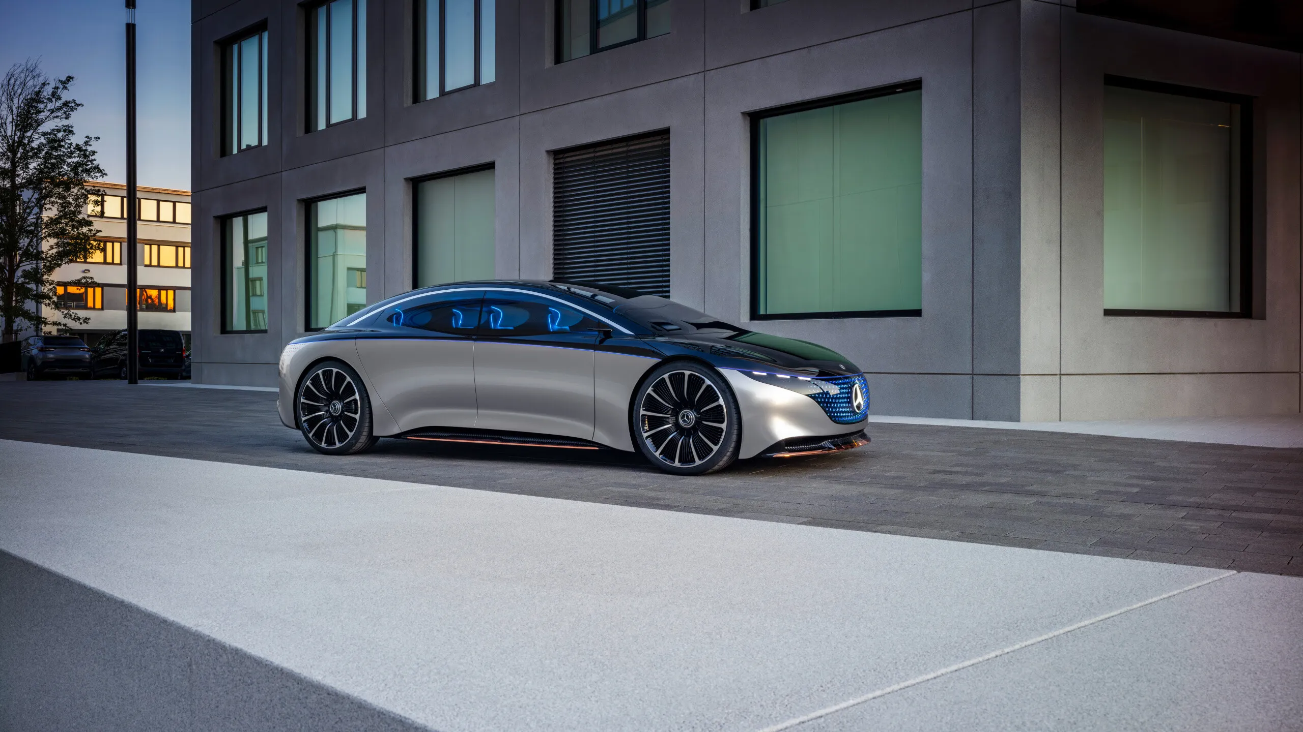 Luxury Mercedes Sedan Parked by Modern Office image