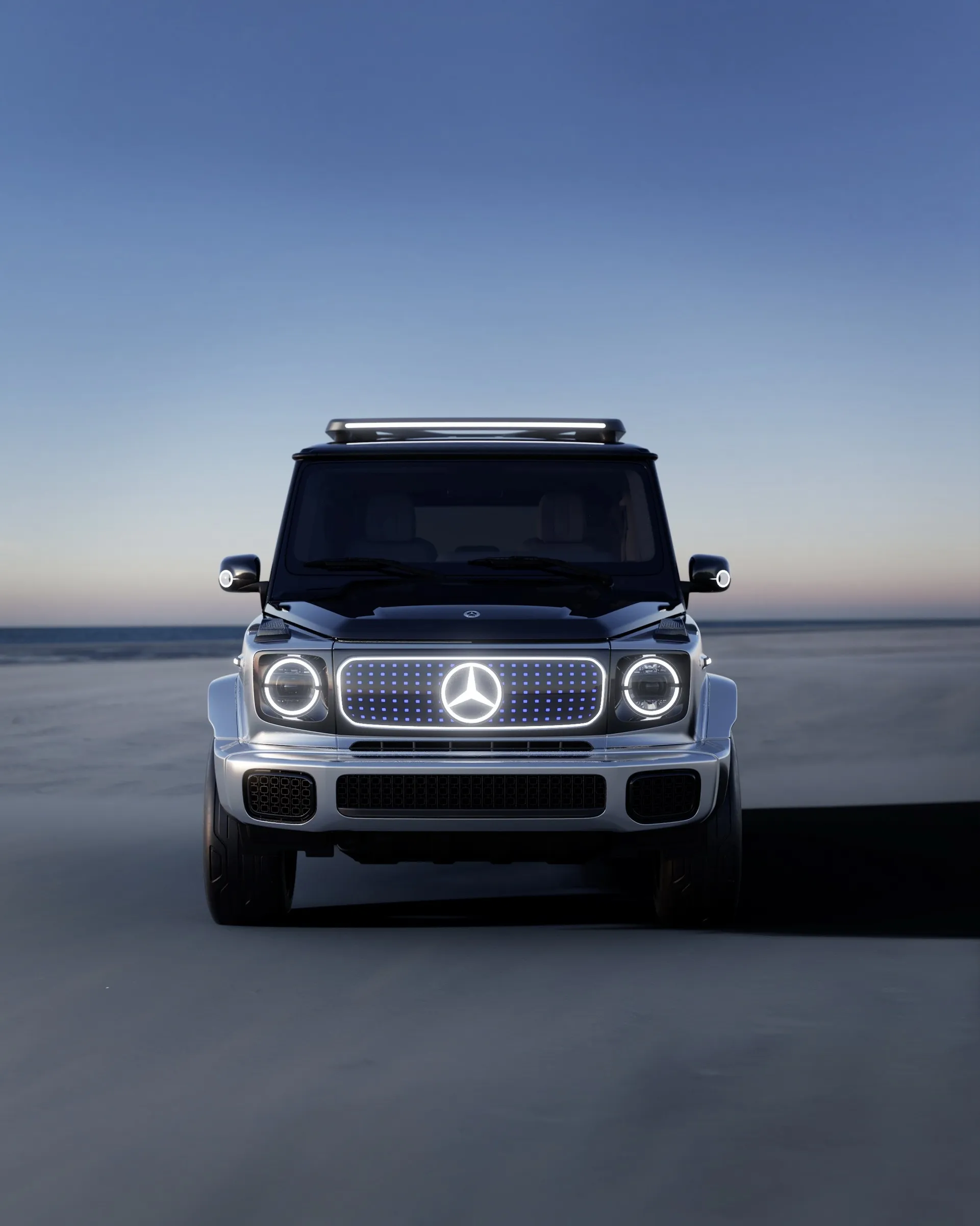Marvelous Mercedes G Wagon Driving on Highway Under Blue Sky