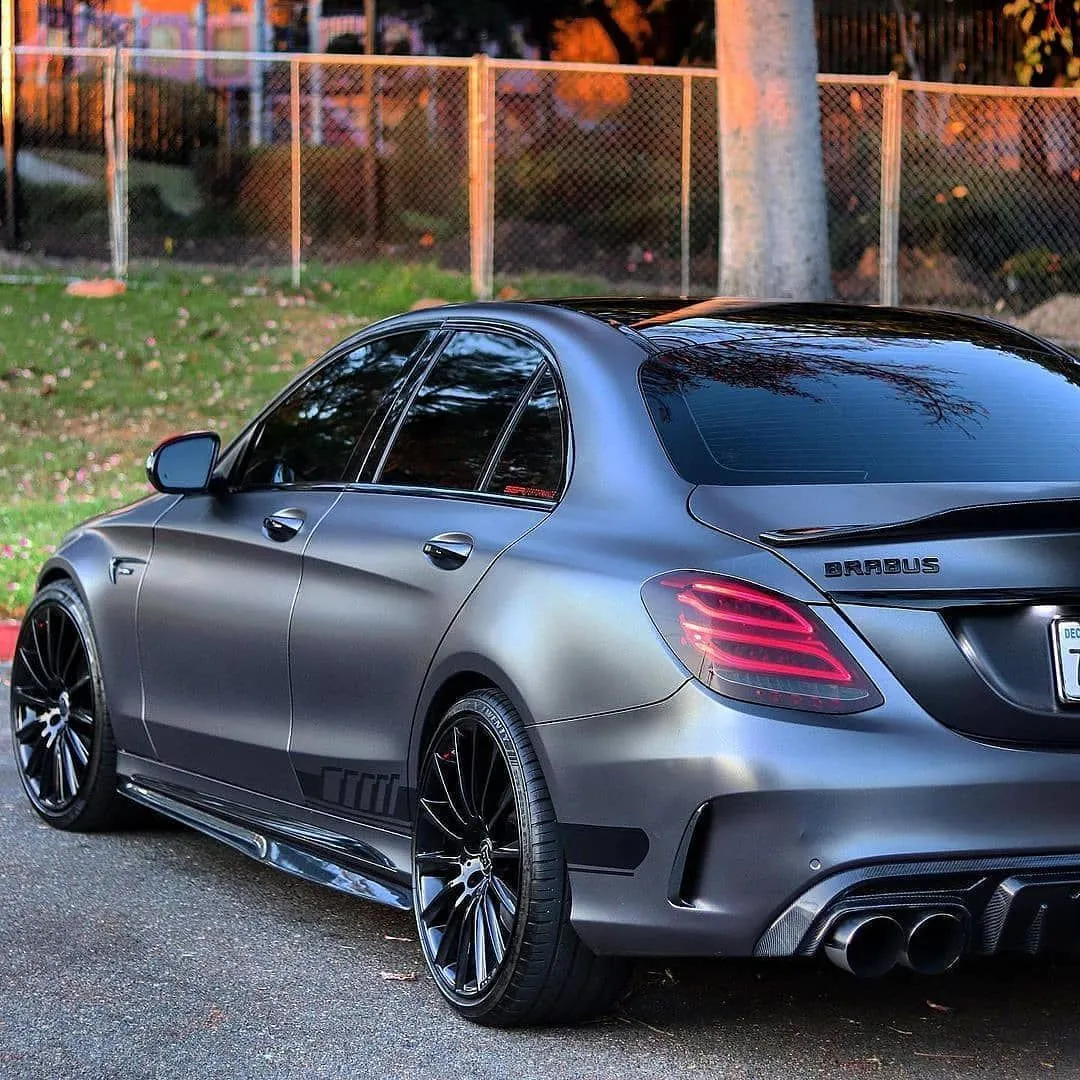 Matte Grey Mercedes Benz AMG Parked on Street Edge Wallpaper