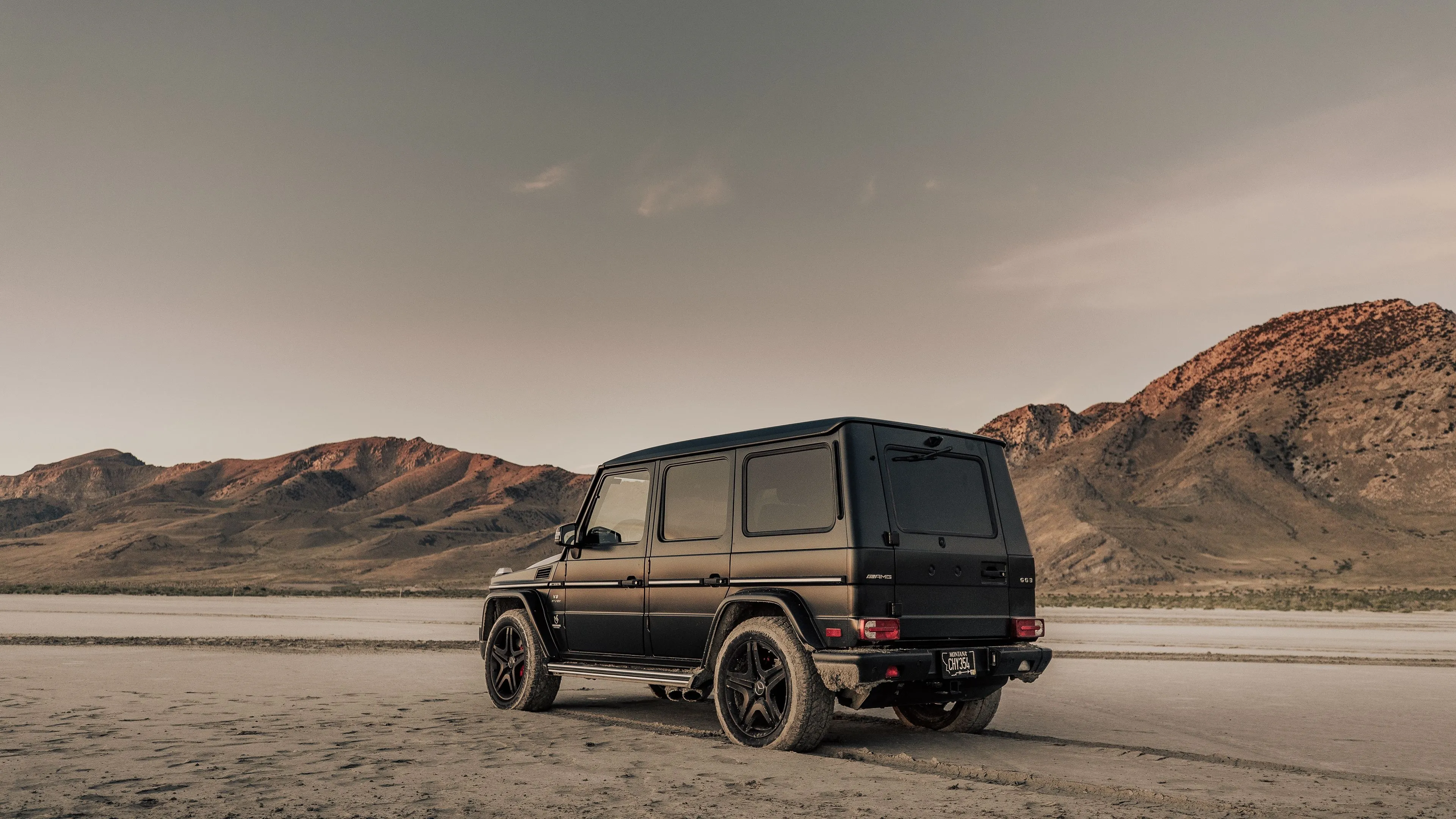 Matte Mercedes G Wagon Posed in Desert Mountain Area