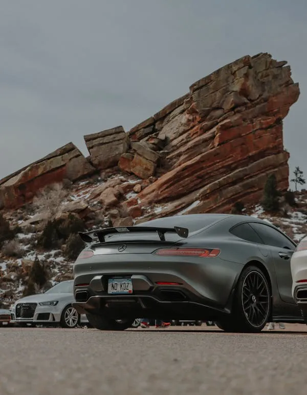 Mercedes AMG GT Parked Near Red Rock Canyon Wallpaper