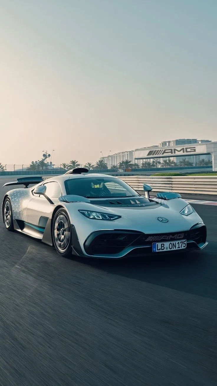 Mercedes AMG One Hypercar Driving on Open Race Track