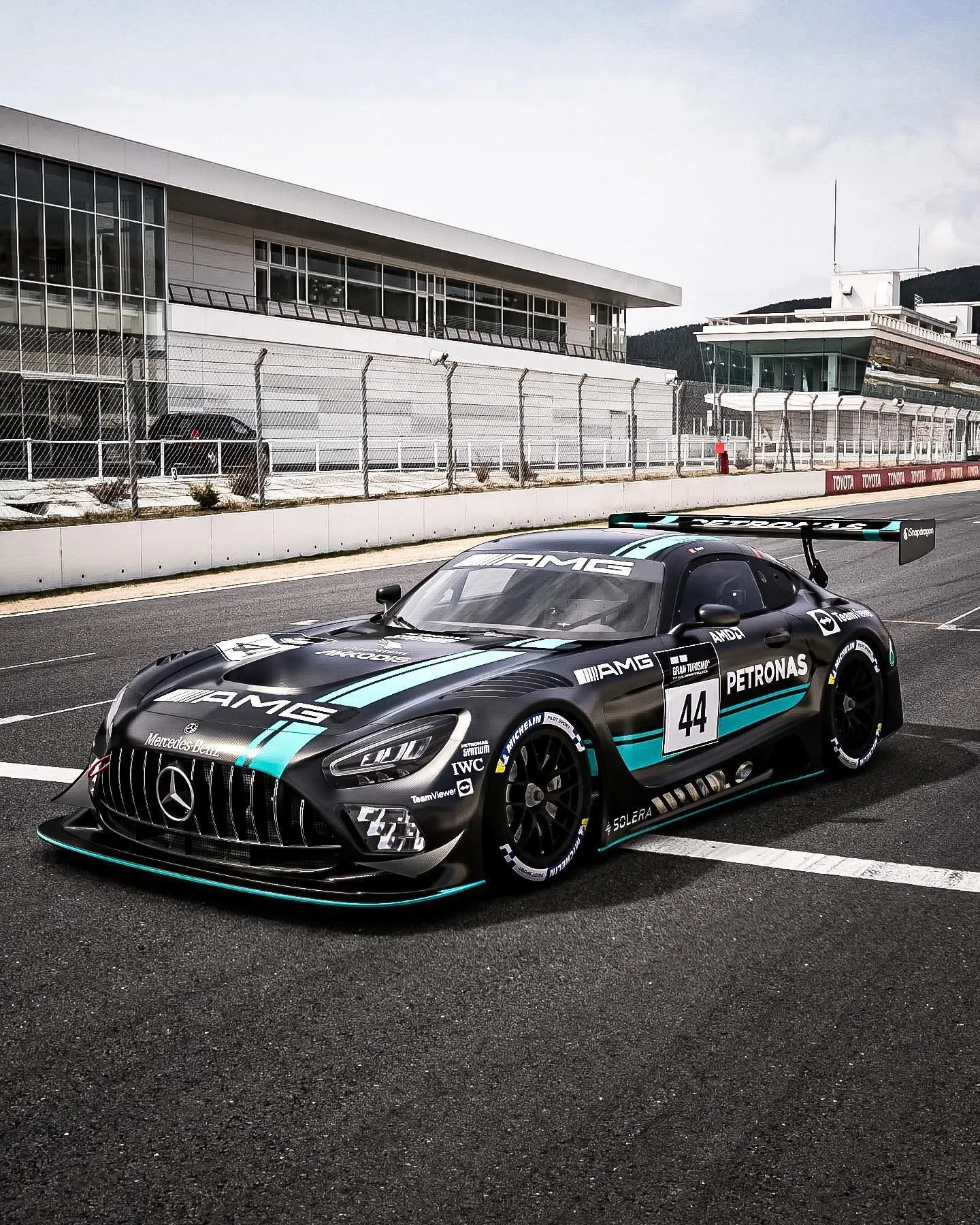 Mercedes Benz AMG Racecar at Track Pitstop Ready to Launch