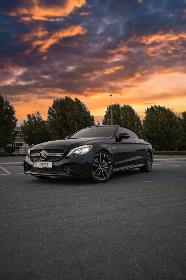 Mercedes Benz Car Against Stunning Sunset Backdrop