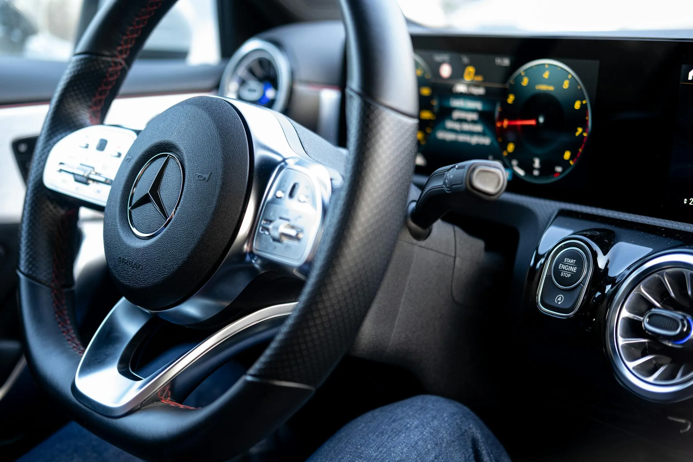 Mercedes Benz Car Interior Steering Wheel and Dashboard