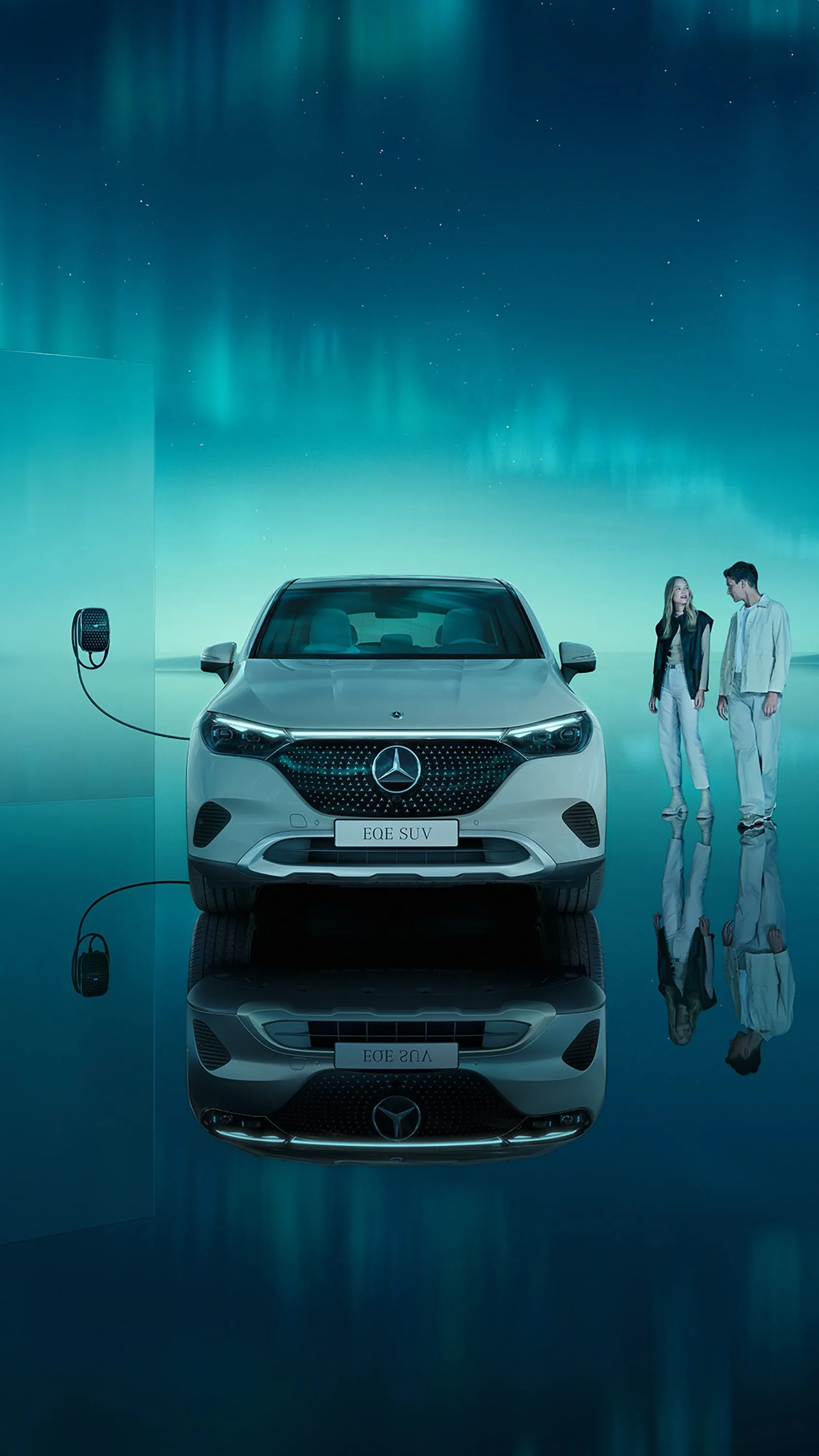 Mercedes Benz Electric Car with Futuristic Background