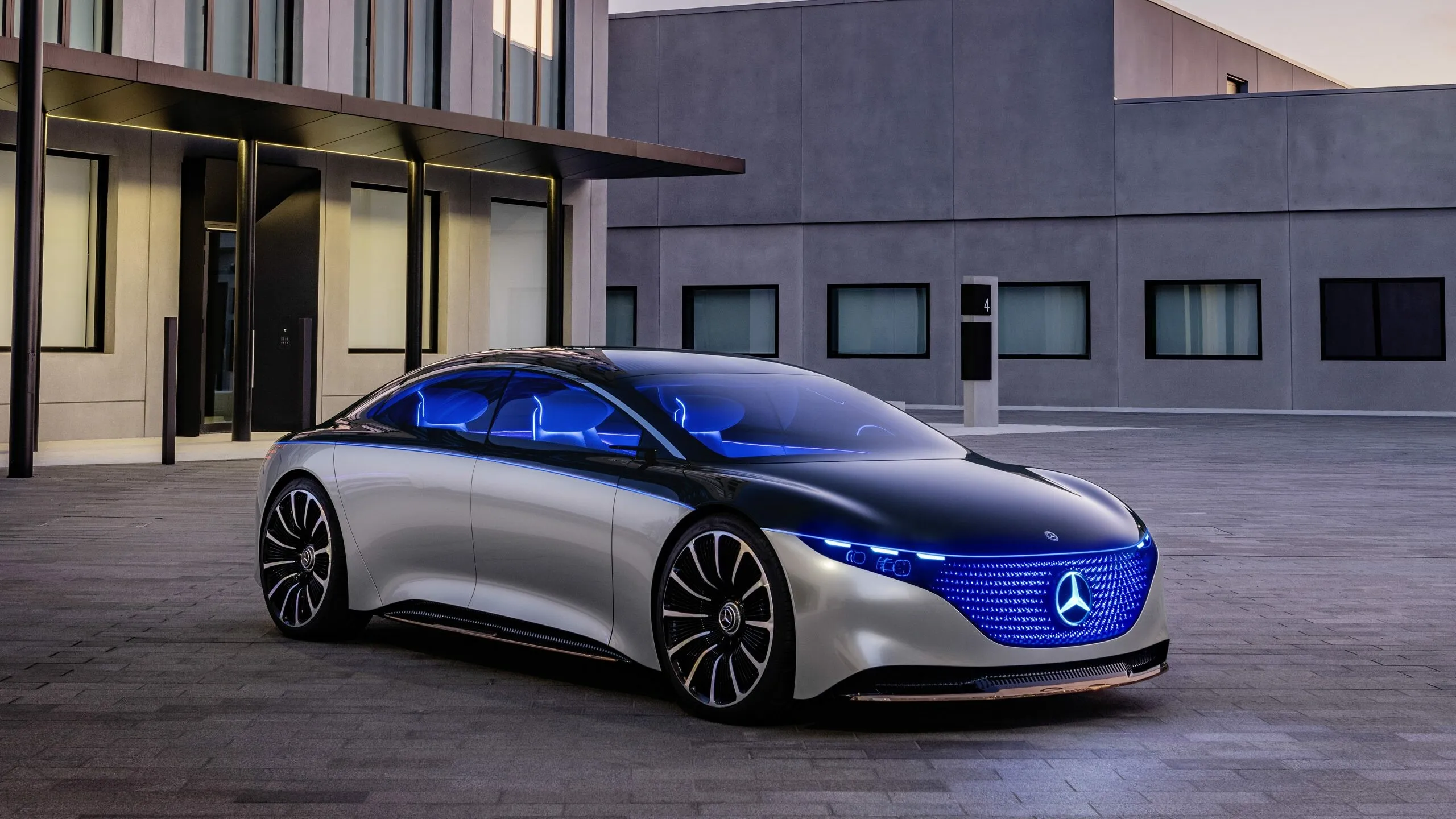 Mercedes Benz Electric Concept Car Parked at Sunset HD