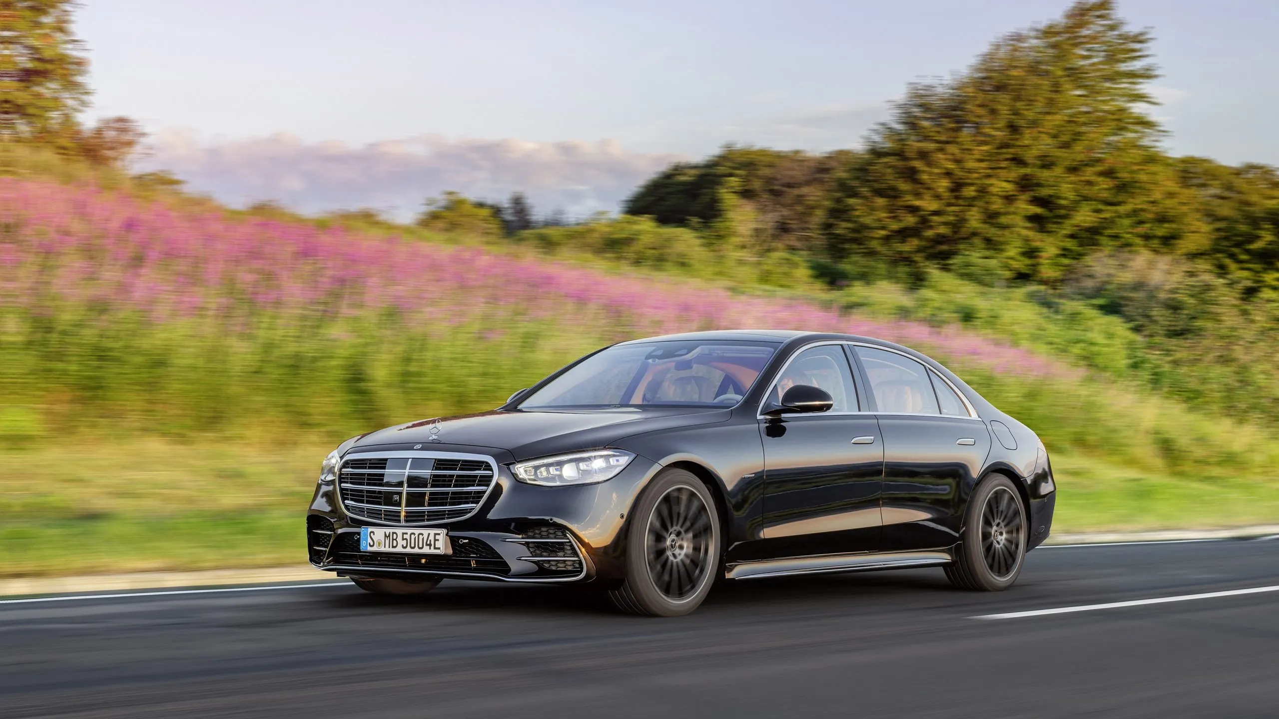 Mercedes Benz Estate Car Driving by Autumn Countryside