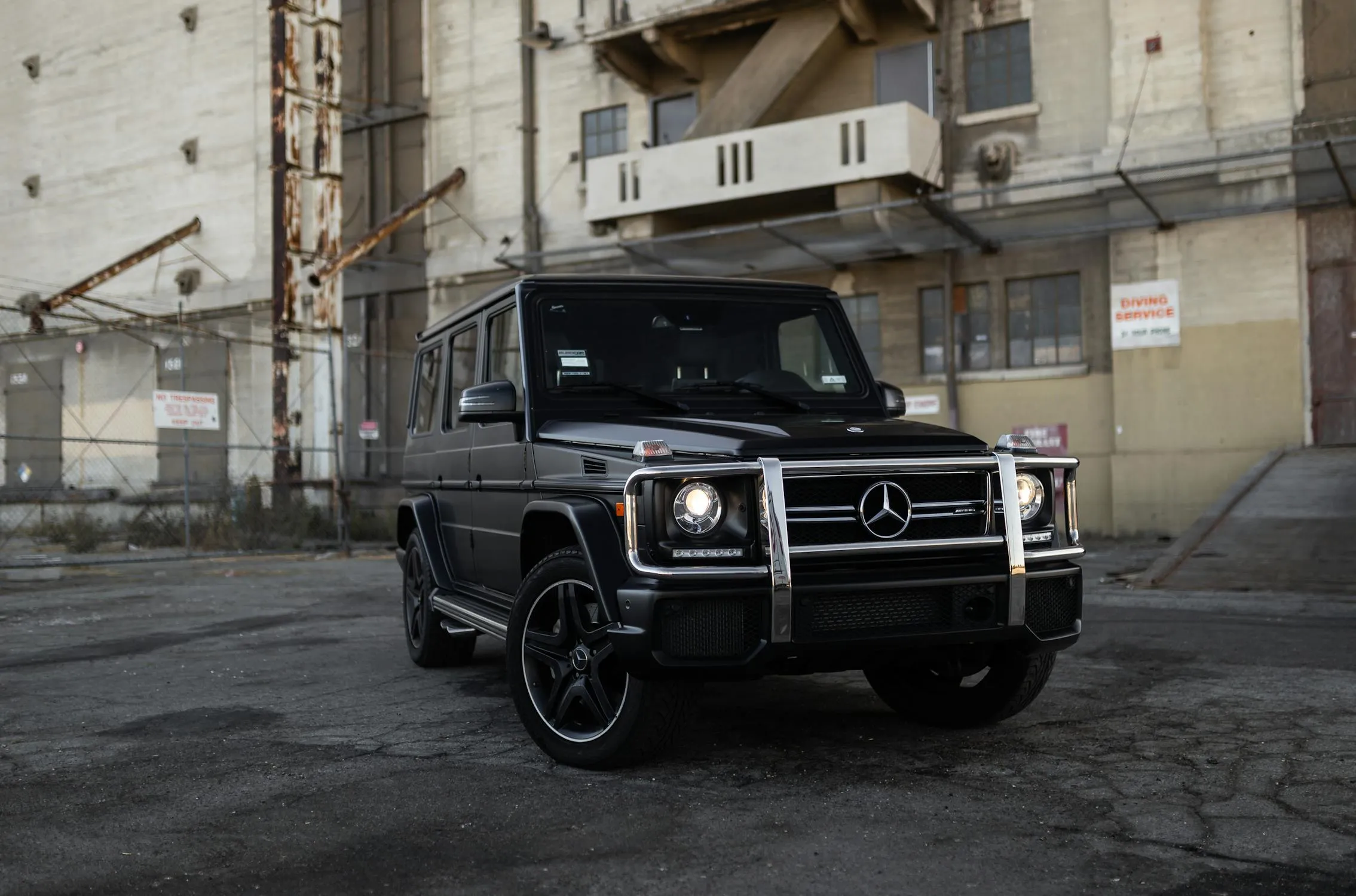 Mercedes Benz G Wagon in Industrial Urban Location Wallpaper