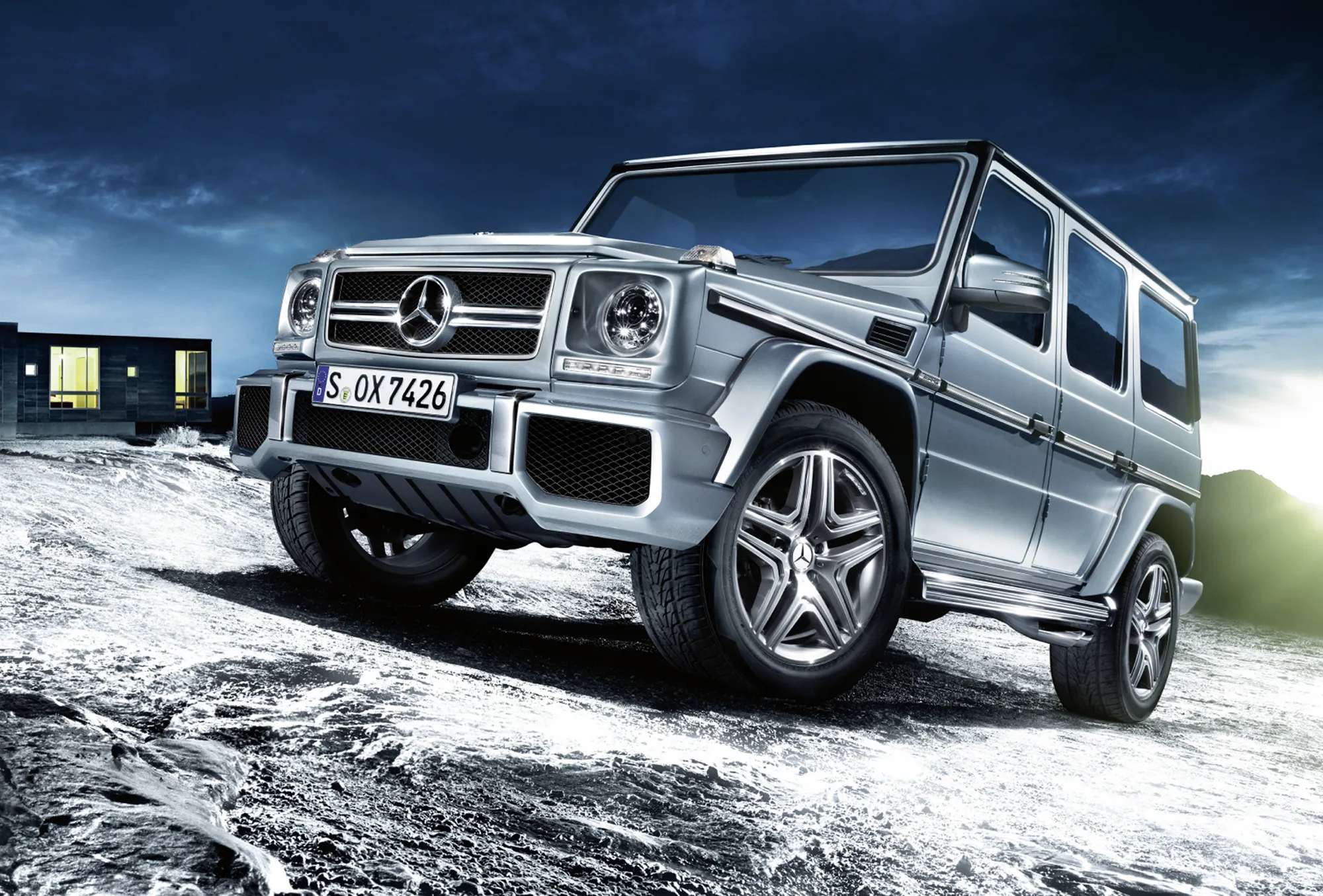 Mercedes Benz GClass Driving Through Snowy Terrain