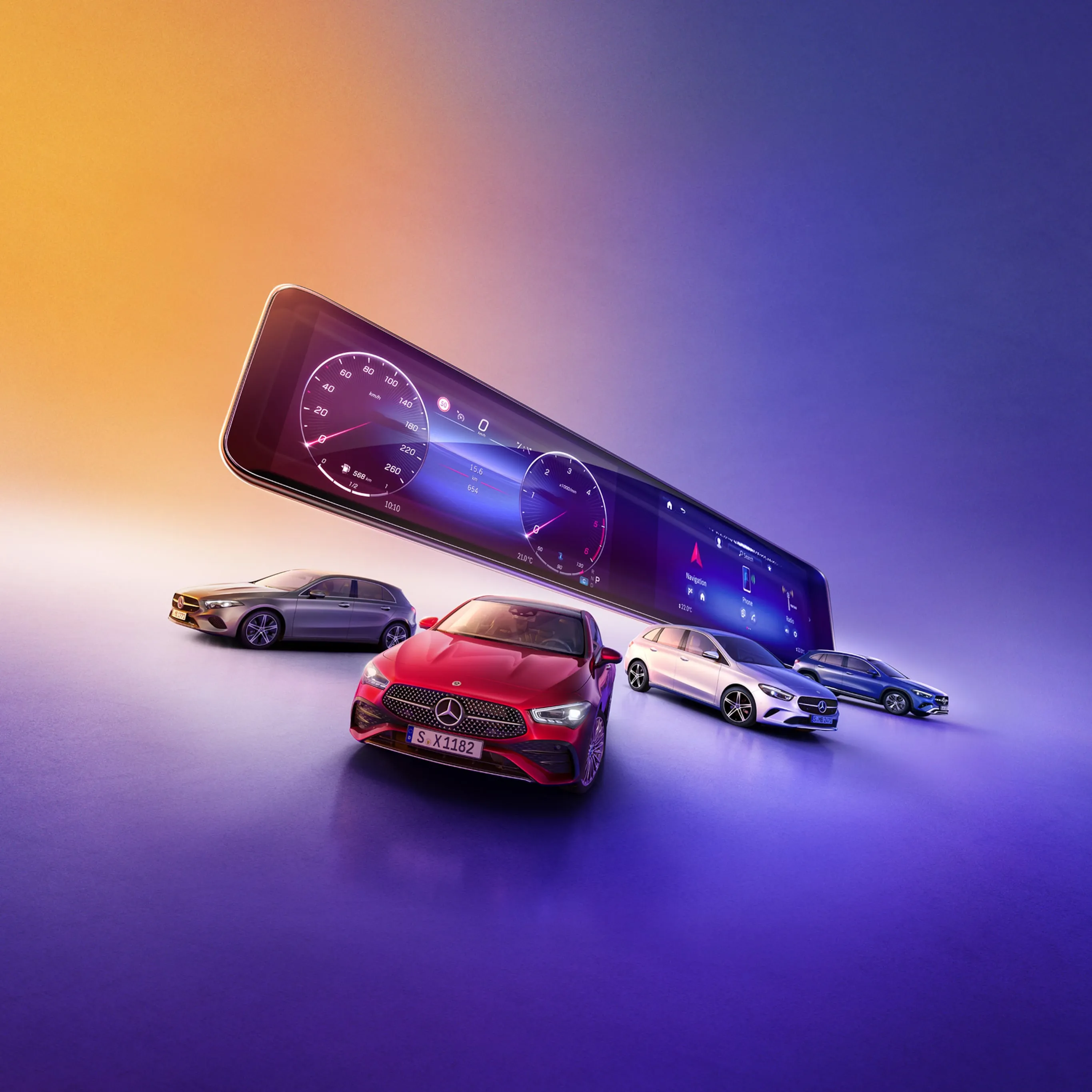 Mercedes Benz Models with Futuristic Dashboard Display