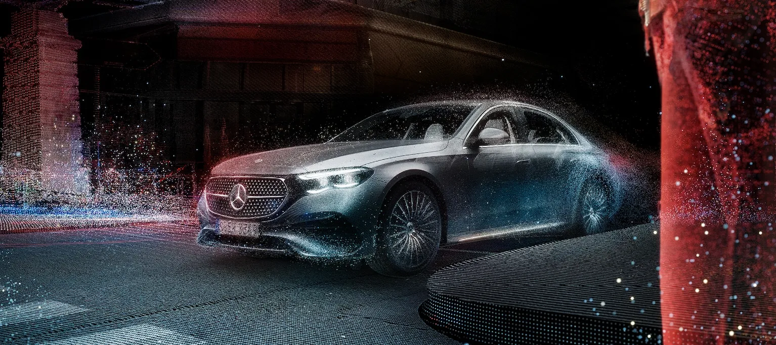 Mercedes Benz Sedan in Digital Urban Night Setting image