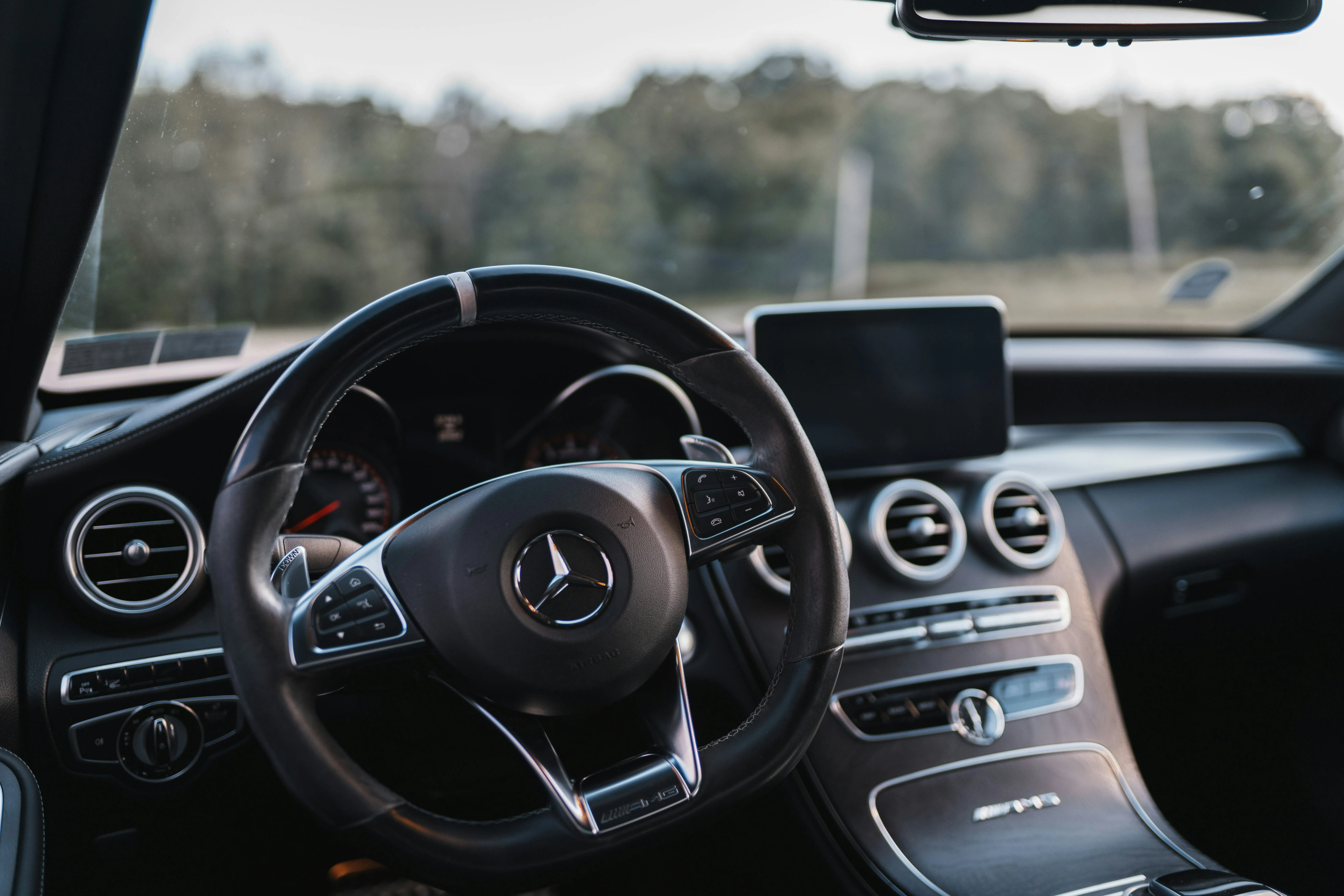 Mercedes Benz Steering Wheel and Dashboard View Wallpaper