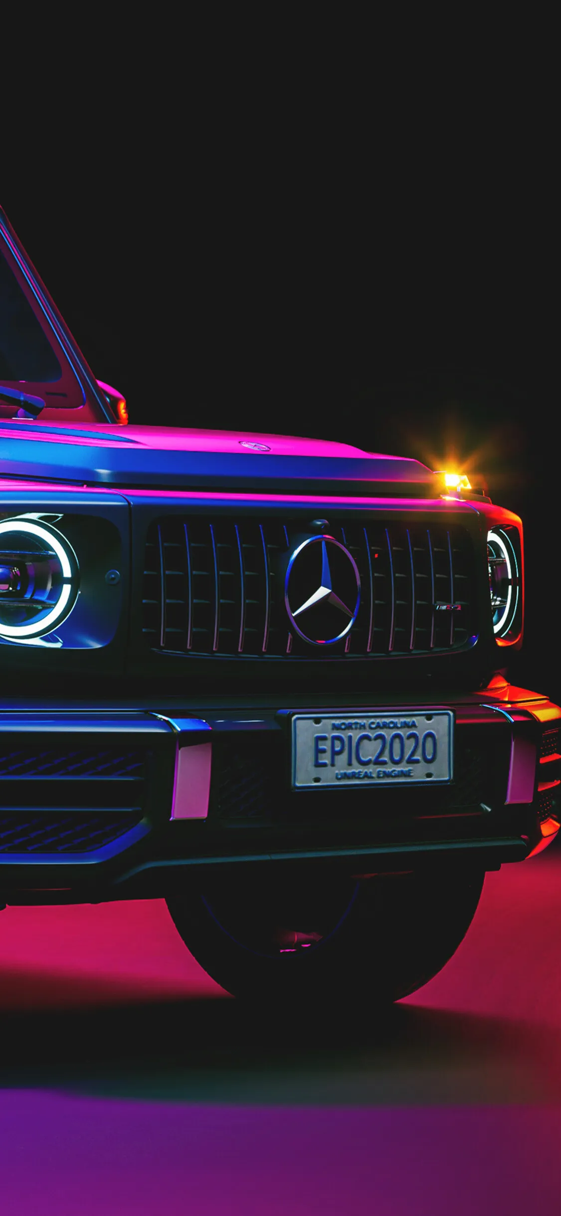 Mercedes G Wagon with Neon Lighting at Night free image