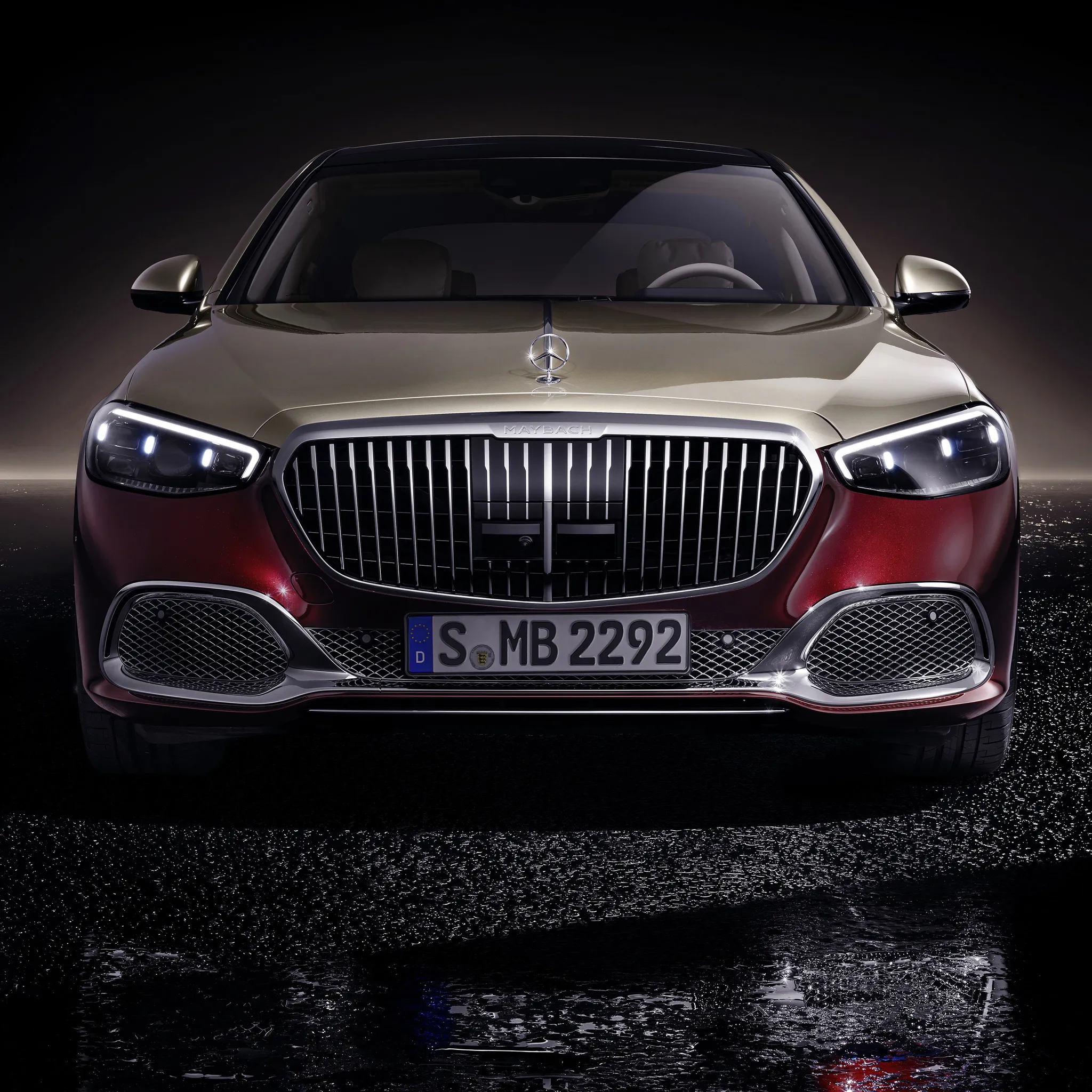 Mercedes Maybach Posed on Glossy Black Reflective Ground