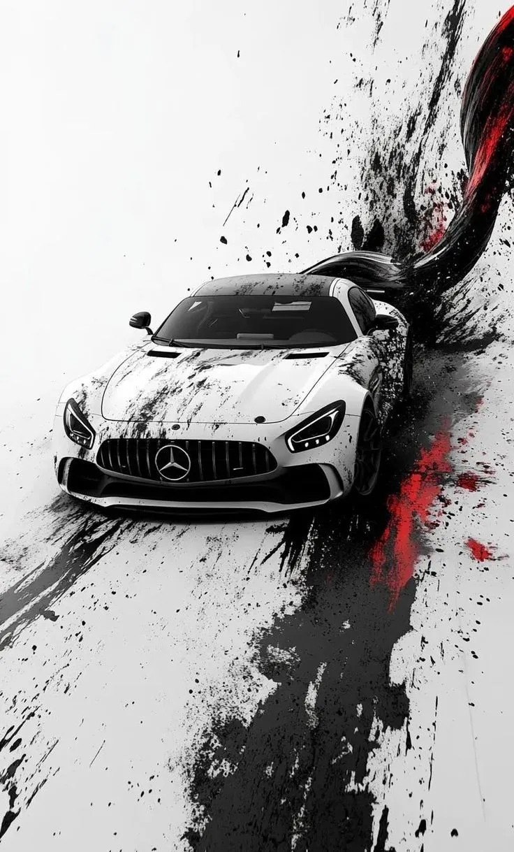 Mercedes Sports Car with Artistic Paint Effect Wallpaper
