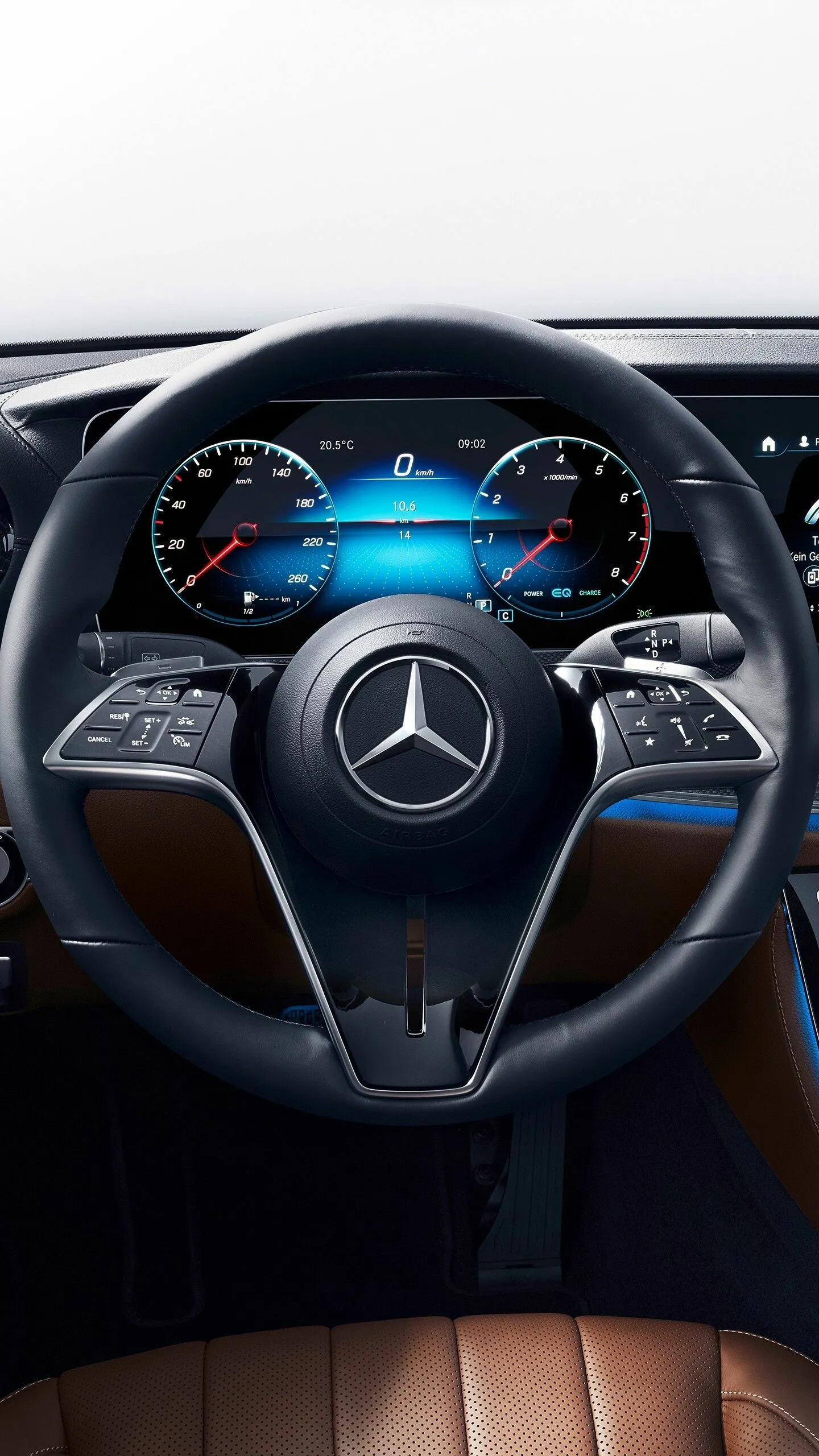 Mercedes Steering Wheel and Dashboard Display Close Up