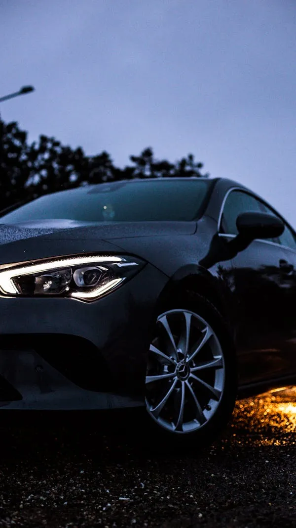 Modern black Mercedes car in the evening HD Wallpaper