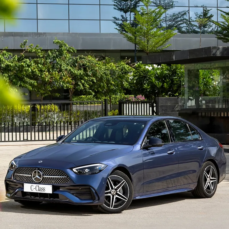Modern Mercedes Benz Sedan Parked Outdoors hD image