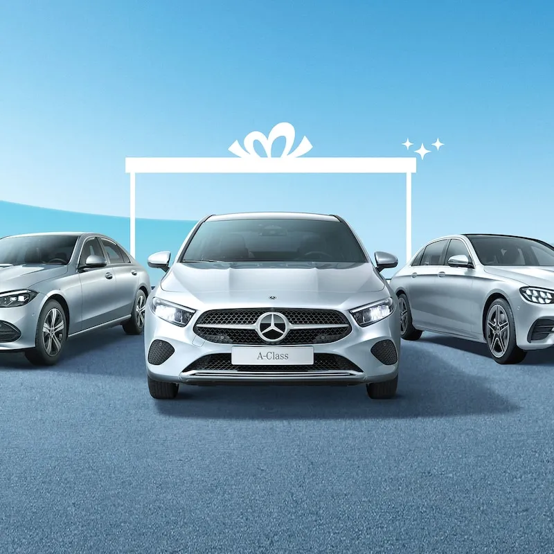Modern Mercedes Lineup in Blue Studio Background image