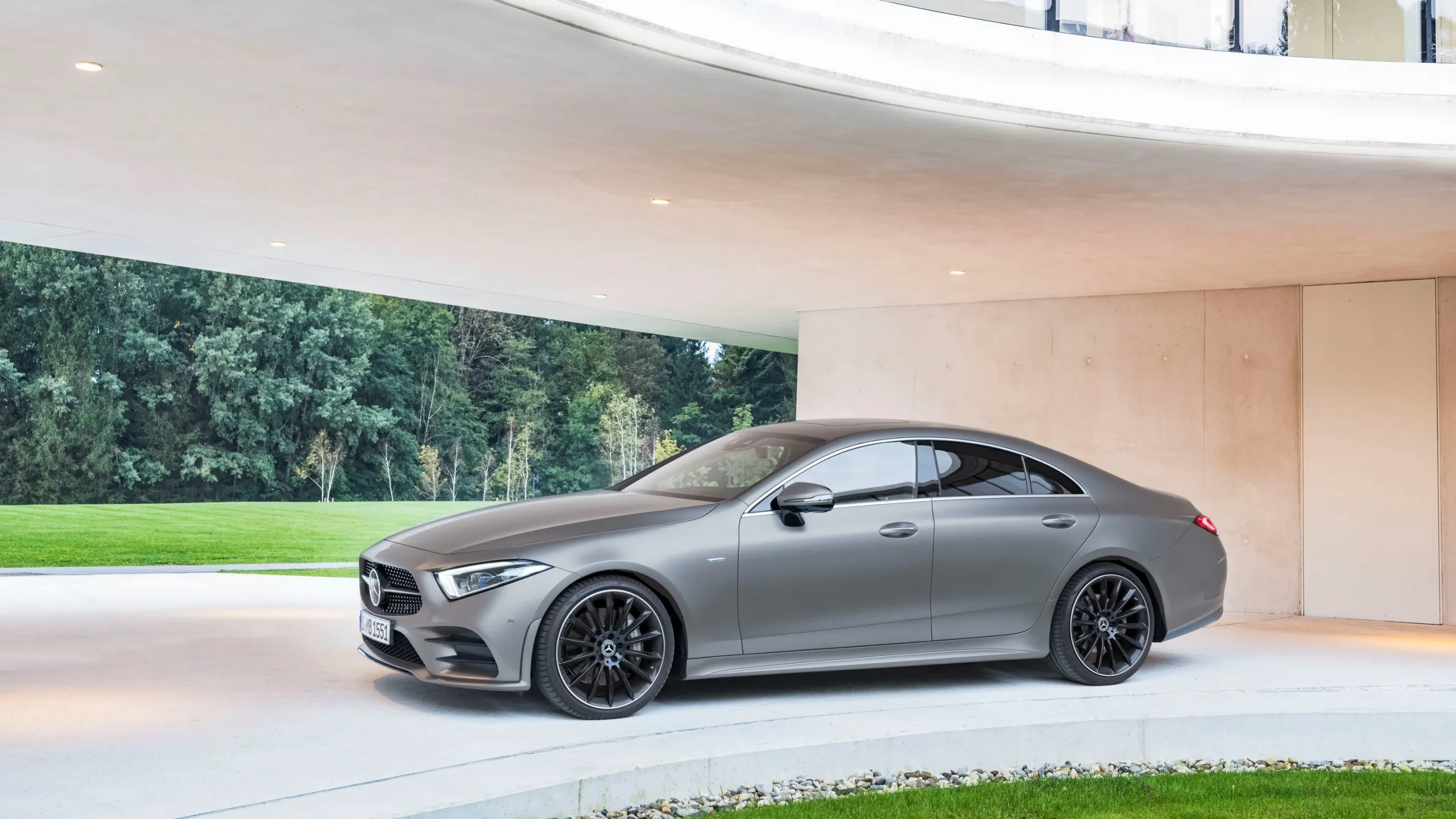 Modern Silver Mercedes Benz Car in Luxury Residence