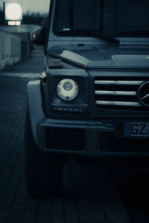 Night Shot of Black Mercedes Benz G Wagon in Dim Light