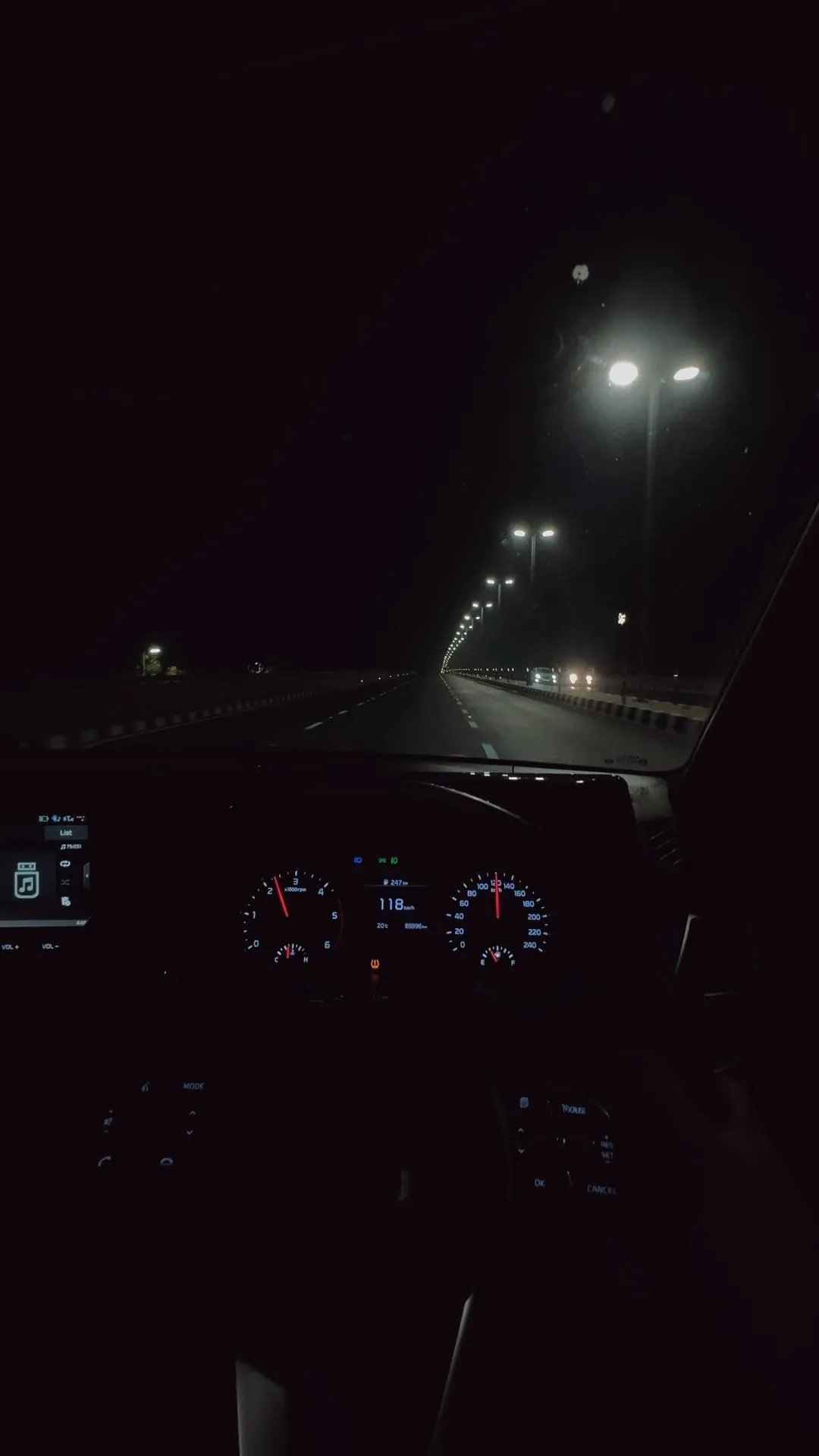 Nighttime Interior View of Mercedes Dashboard Wallpaper