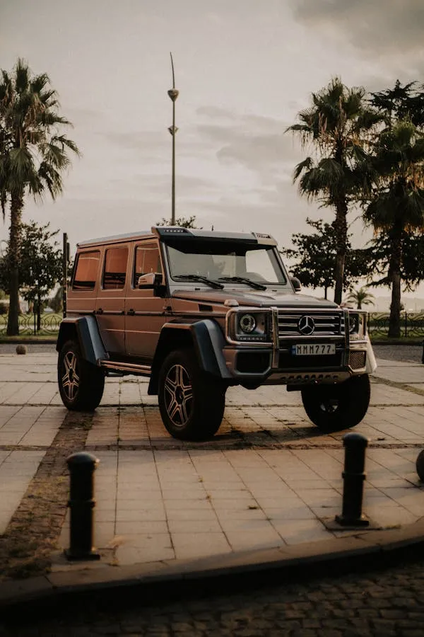 Offroad Ready Mercedes Benz G Wagon Parked in Palm Area