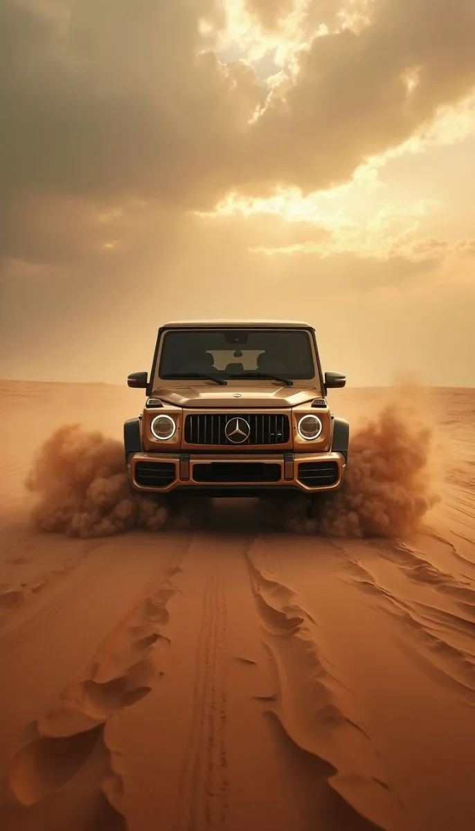 Powerful Mercedes Benz G Wagon Driving Through Desert 4K