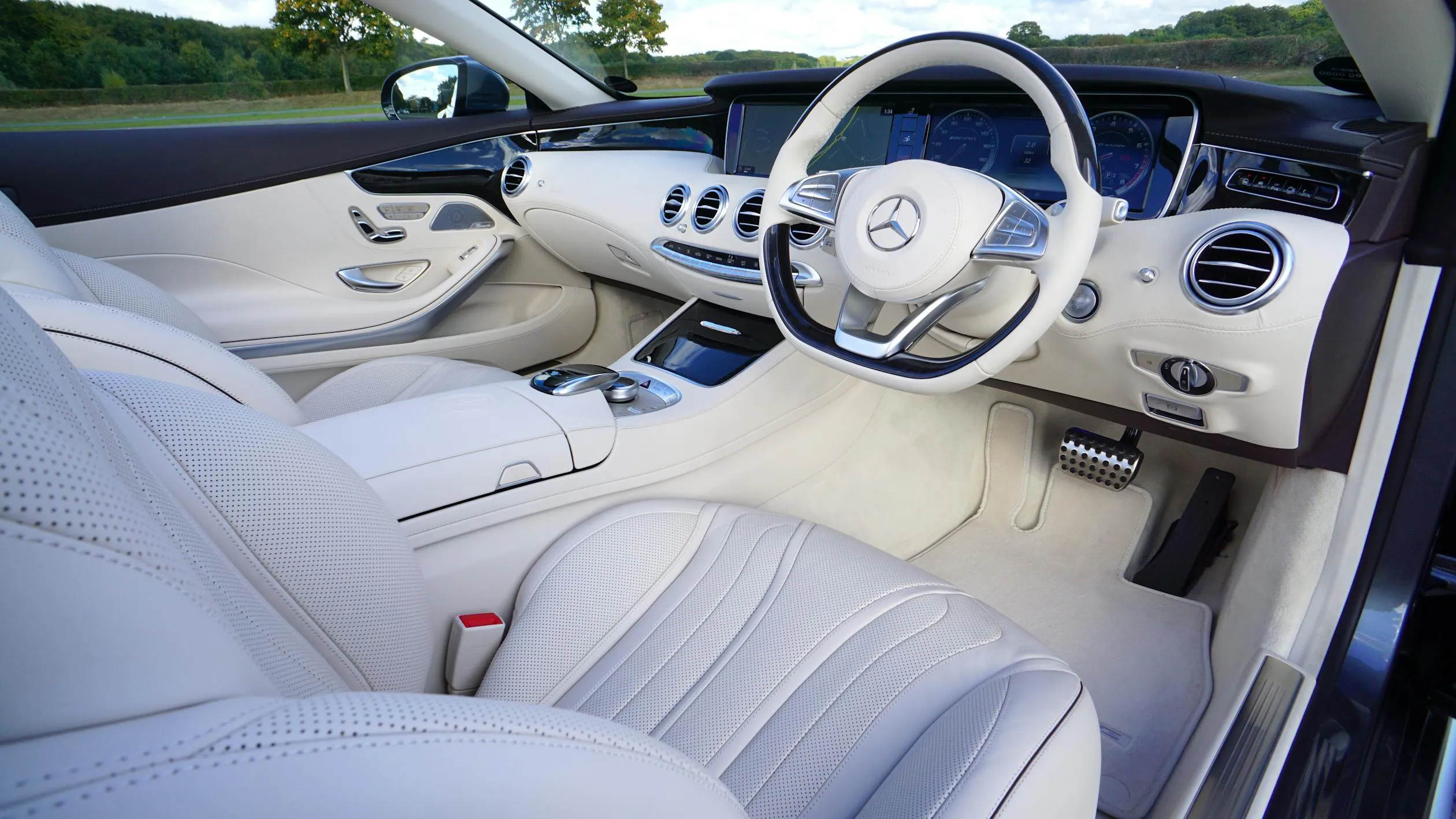 Premium White Leather Interior of Mercedes Wallpaper HD