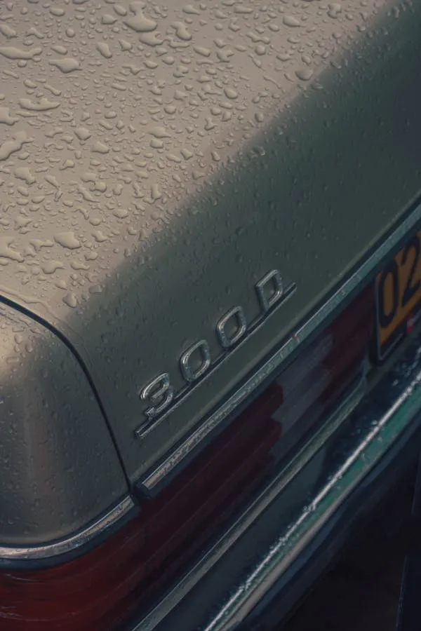 Rear Badge View of Mercedes Benz 300D Classic Car Wallpaper