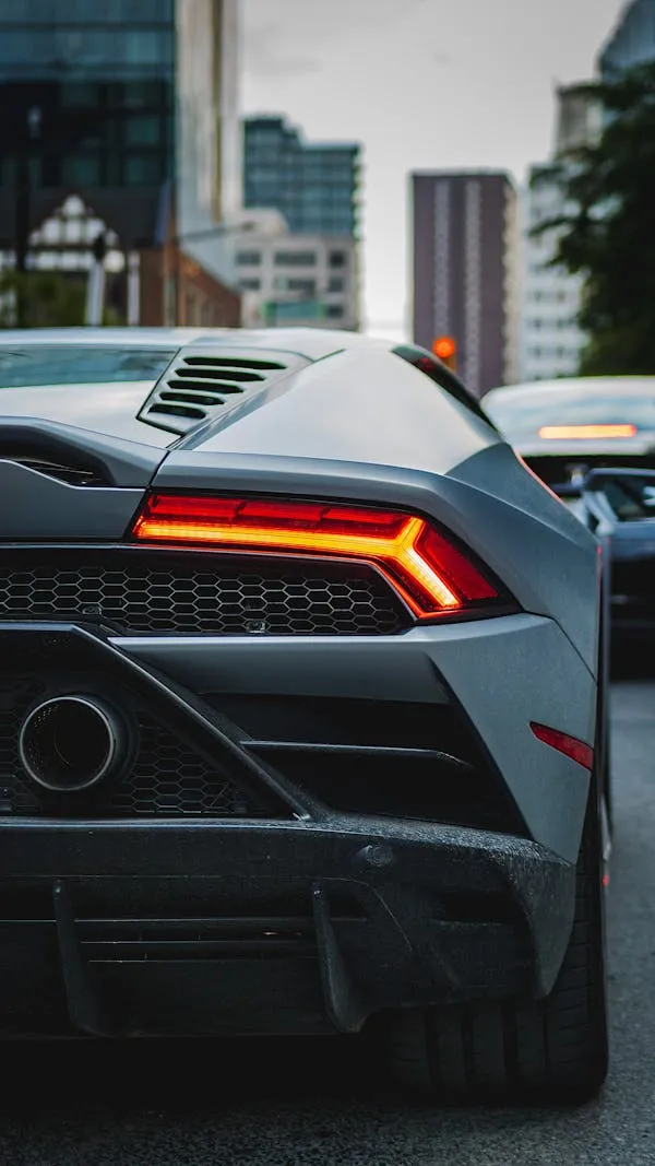 Rear Closeup of Modern Mercedes Benz Sports Car Light