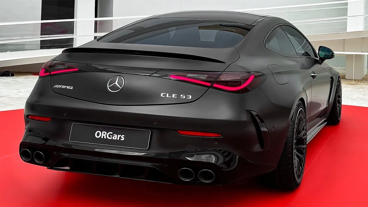 Rear View of Black Mercedes AMG GT 53 on Red Carpet
