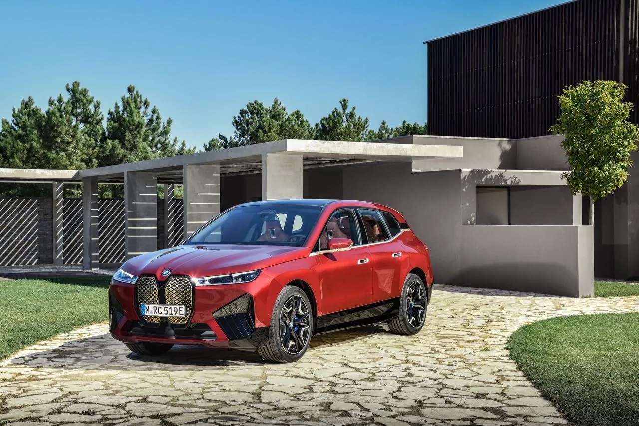 Red Bmw Suv Parked in Front of Modern House Hd Wallpaper