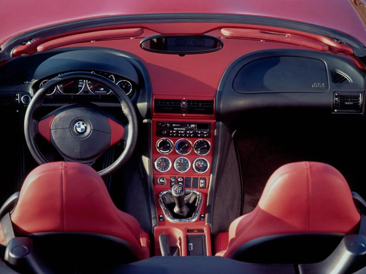 Red Interior Cabin of Bmw with Center Console View Hd