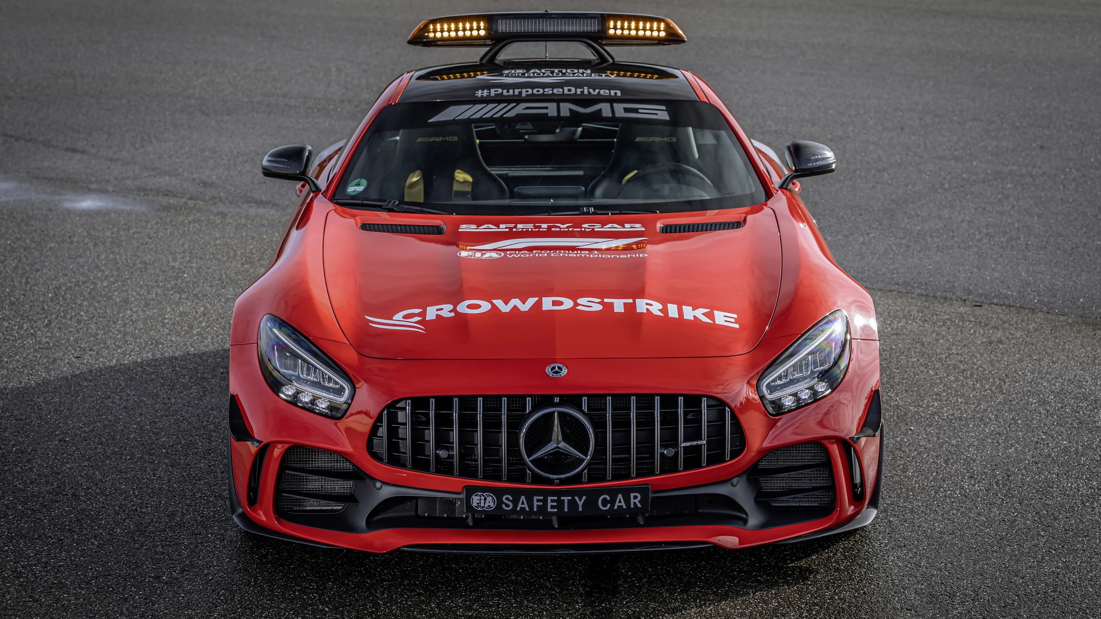 Red Mercedes Benz Race Car on Racing Track Wallpaper
