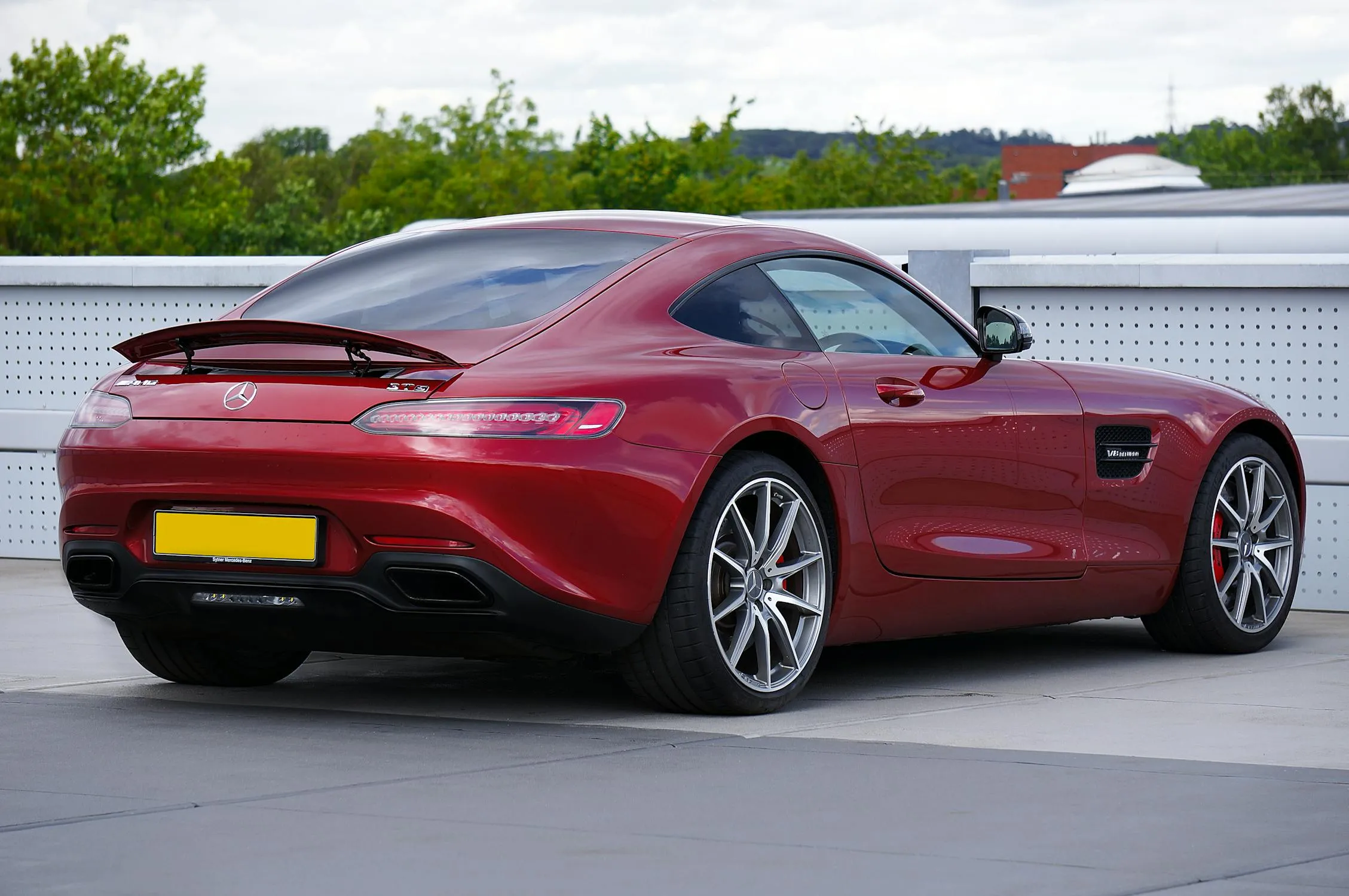 Red Mercedes Benz Sports Car Parked in Outdoor Area