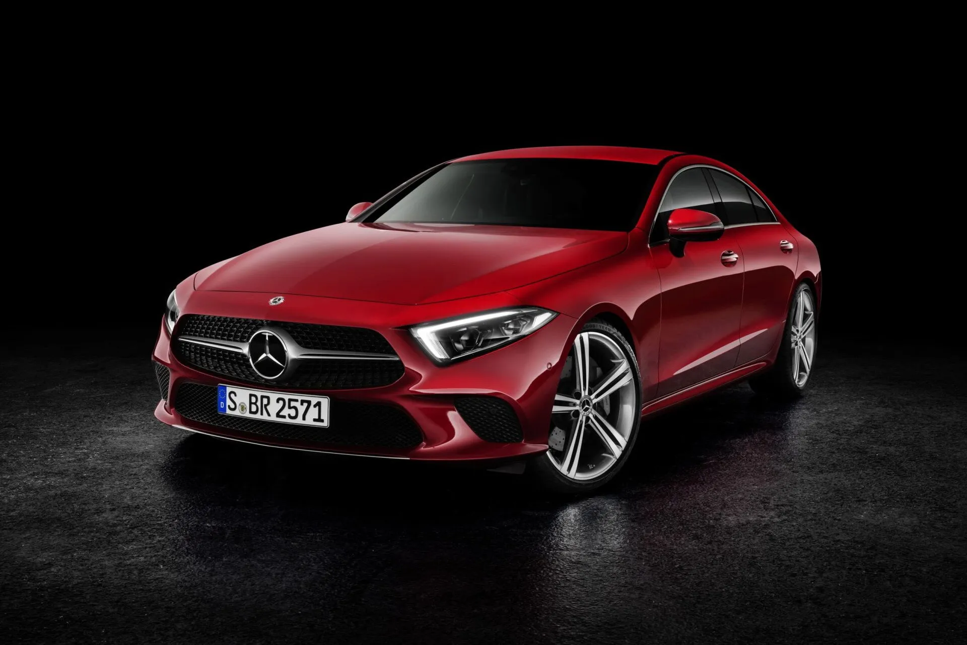 Red Mercedes Coupe in High Gloss Showroom Setting image