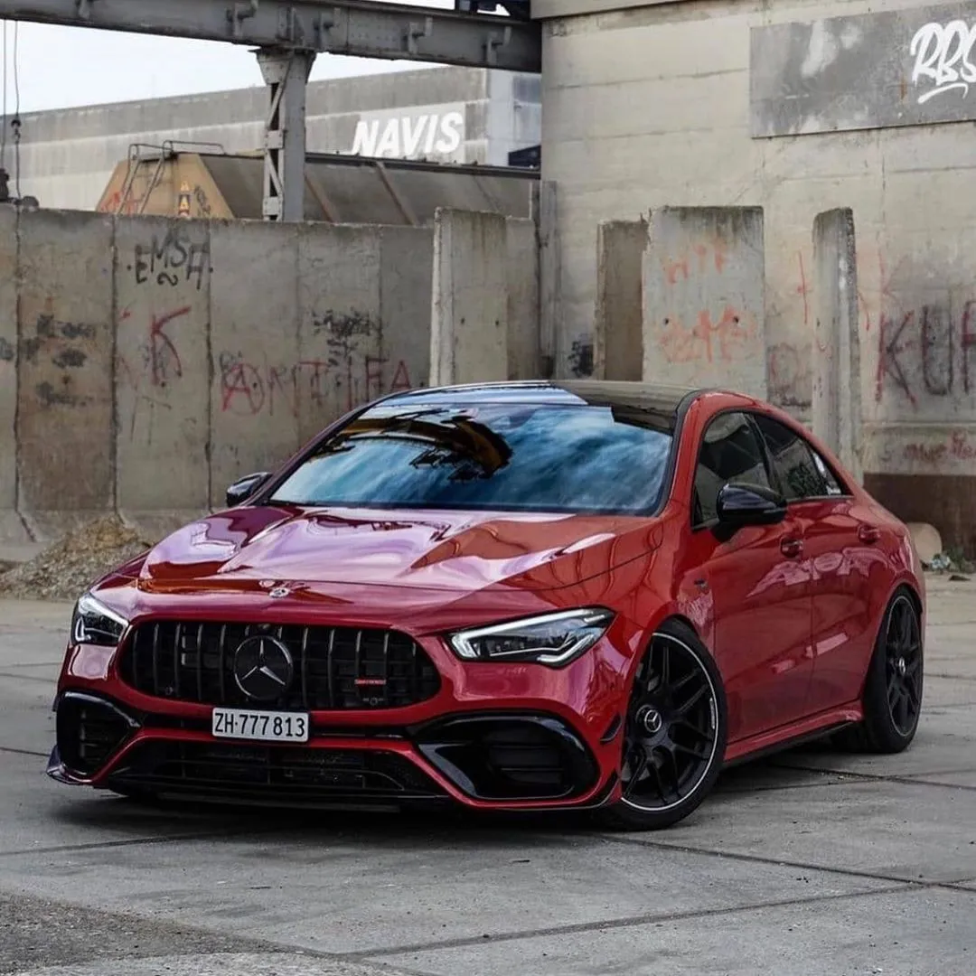 Red Mercedes Parked in Graffiti Covered Alleyway Wallpaper