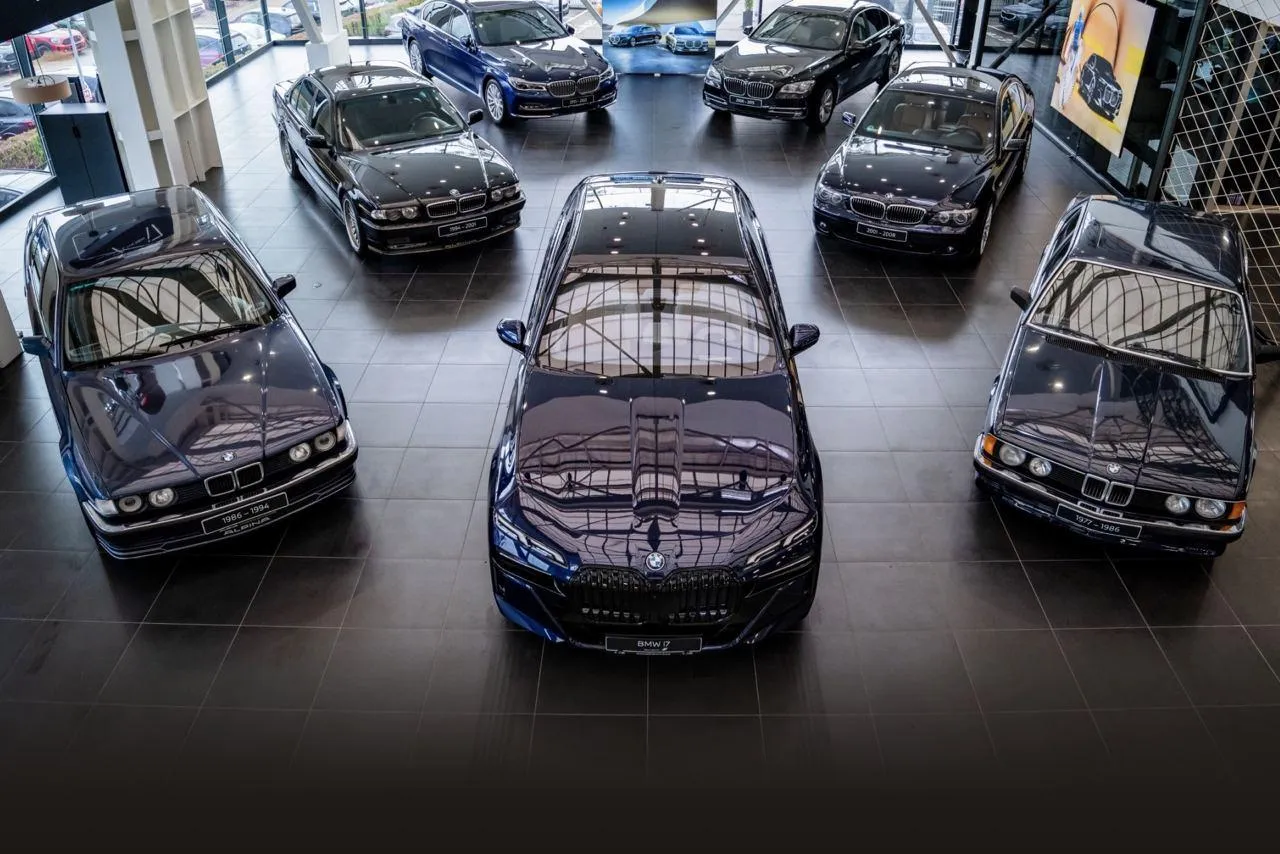 Row of High Performance Bmw Cars Displayed in Showroom