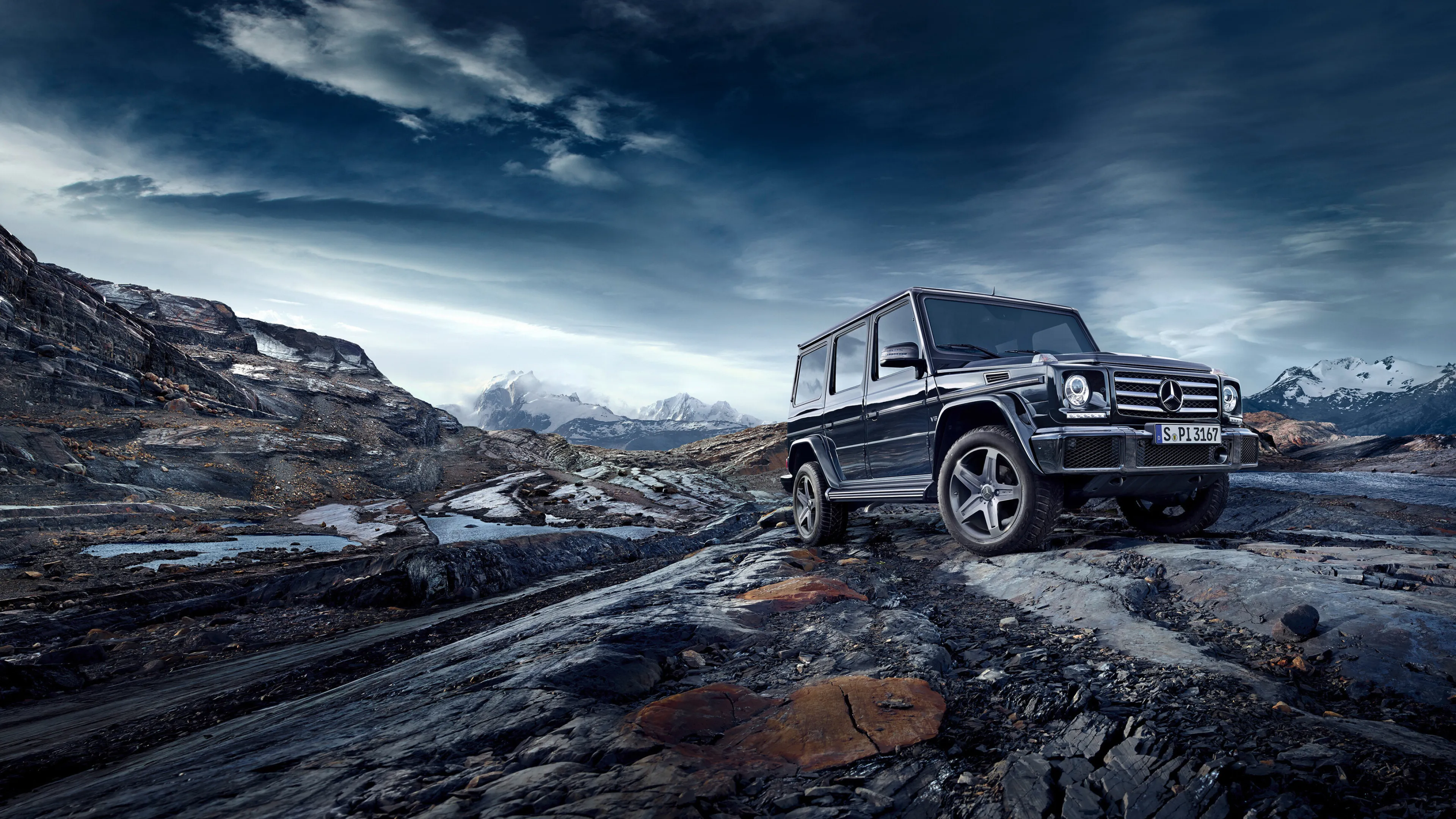 Rugged Black Mercedes Benz G Wagon on Mountain Road