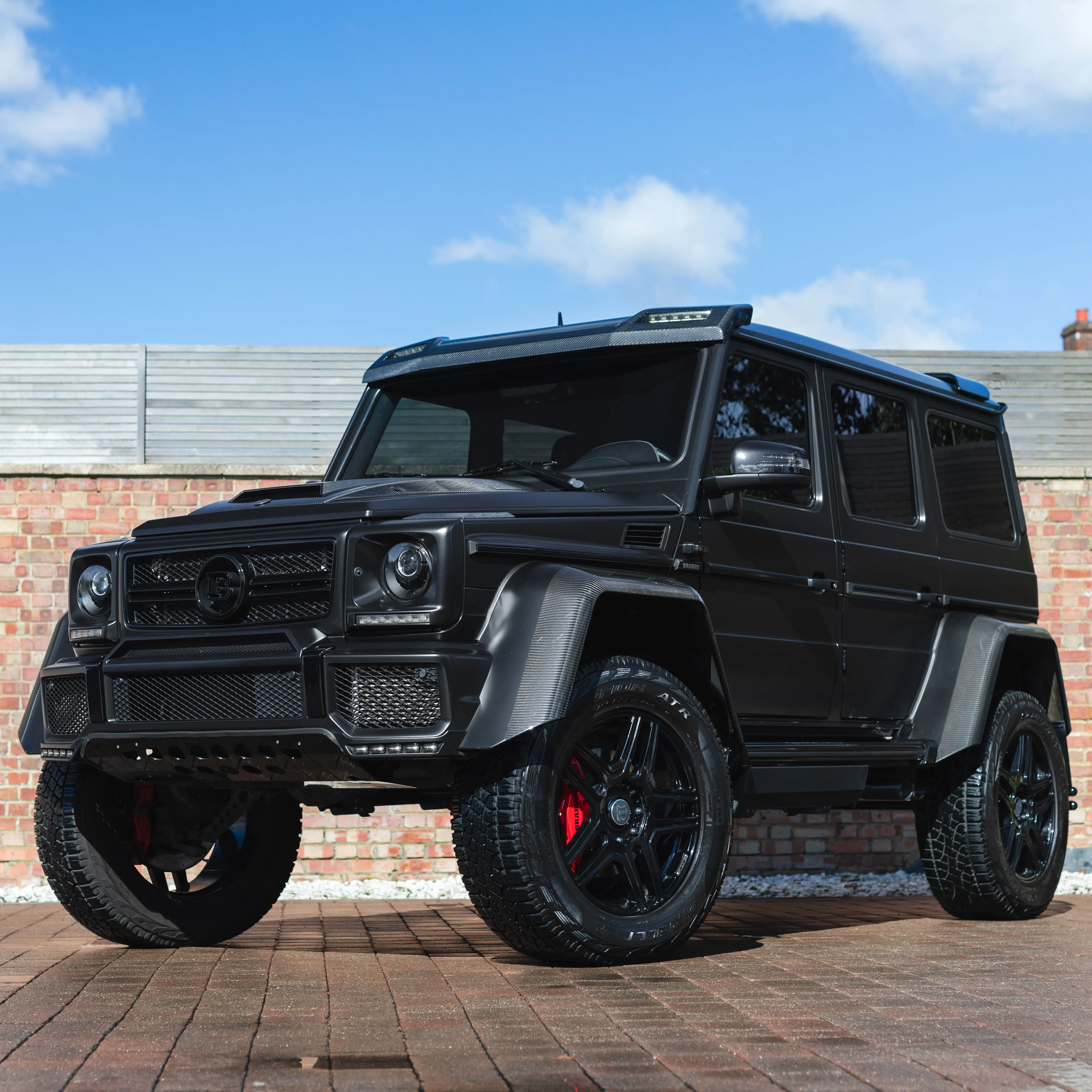 Rugged Mercedes G Wagon Parked Against Blue Sky View