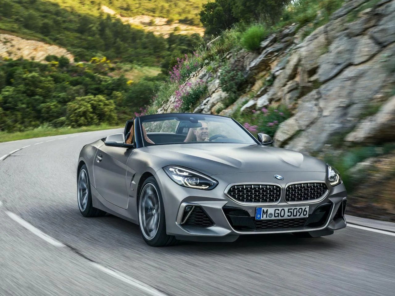 Silver Bmw Convertible Driving on Mountain Road Hd Image