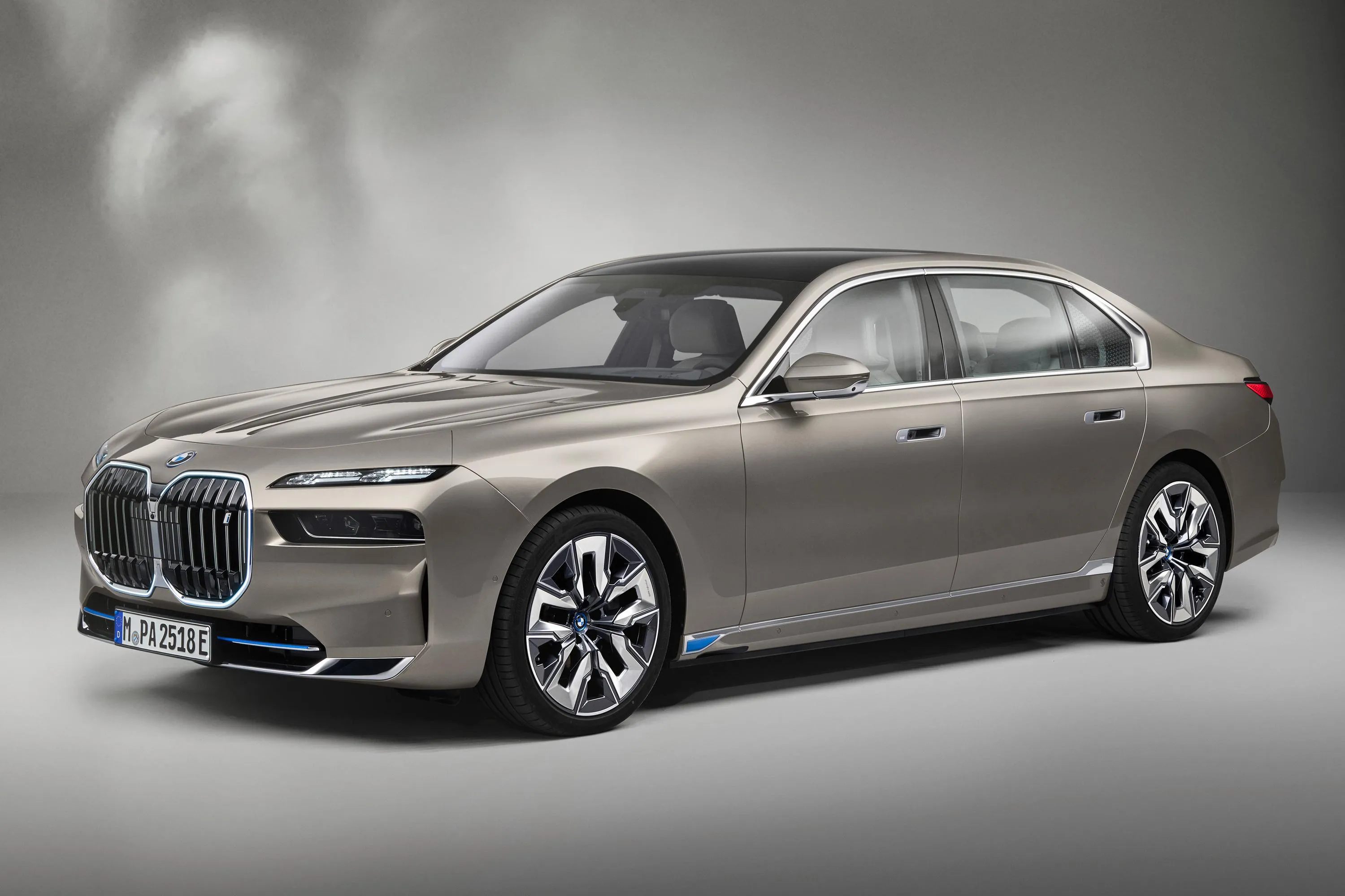 Silver Bmw Luxury Sedan with Modern Design in Bright Studio