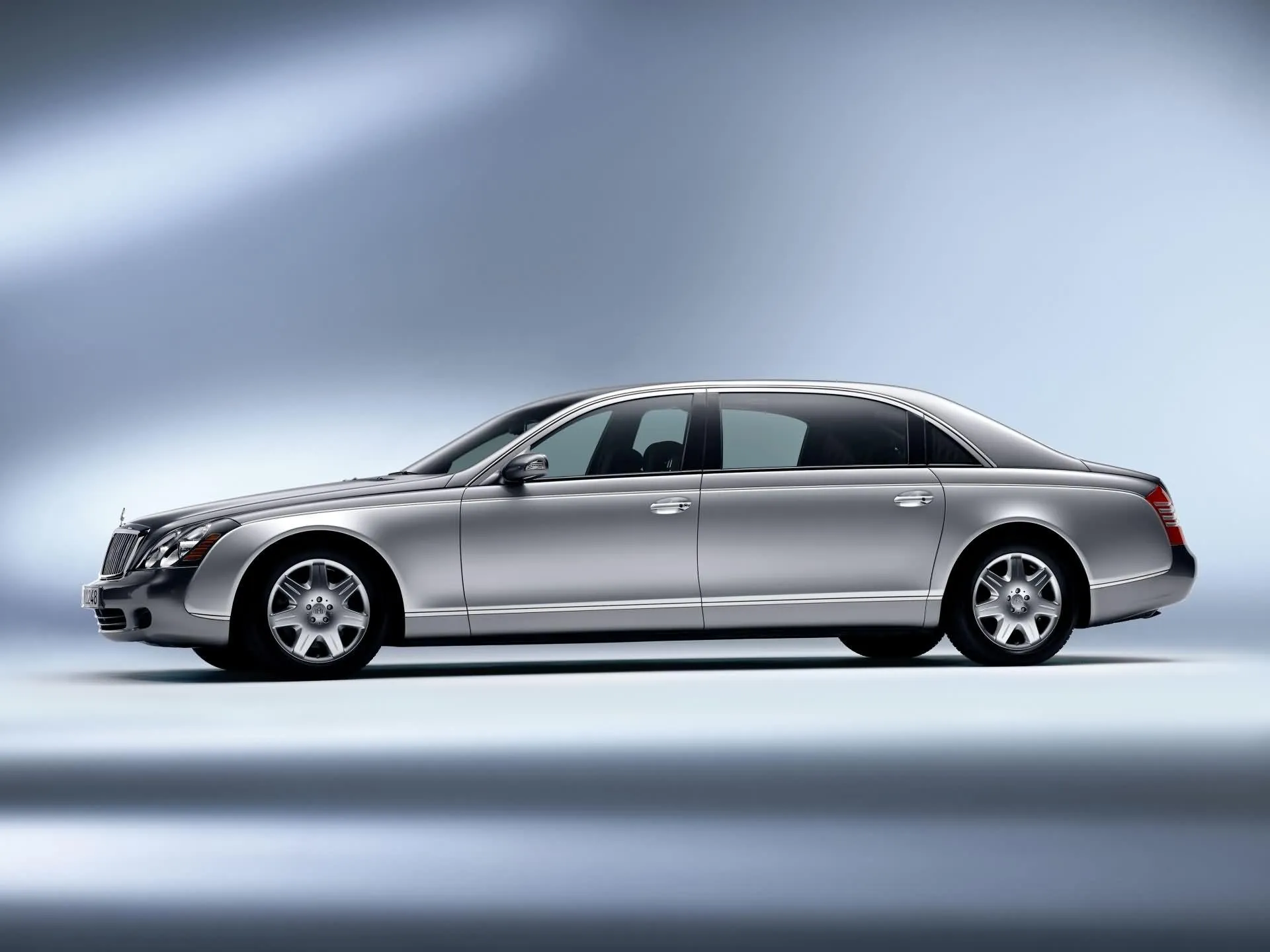 Silver Mercedes Maybach Limousine Studio Shot Wallpaper