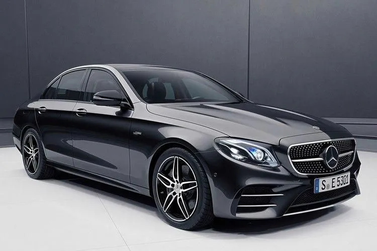 Sleek Black Mercedes Benz Sedan in Studio Background
