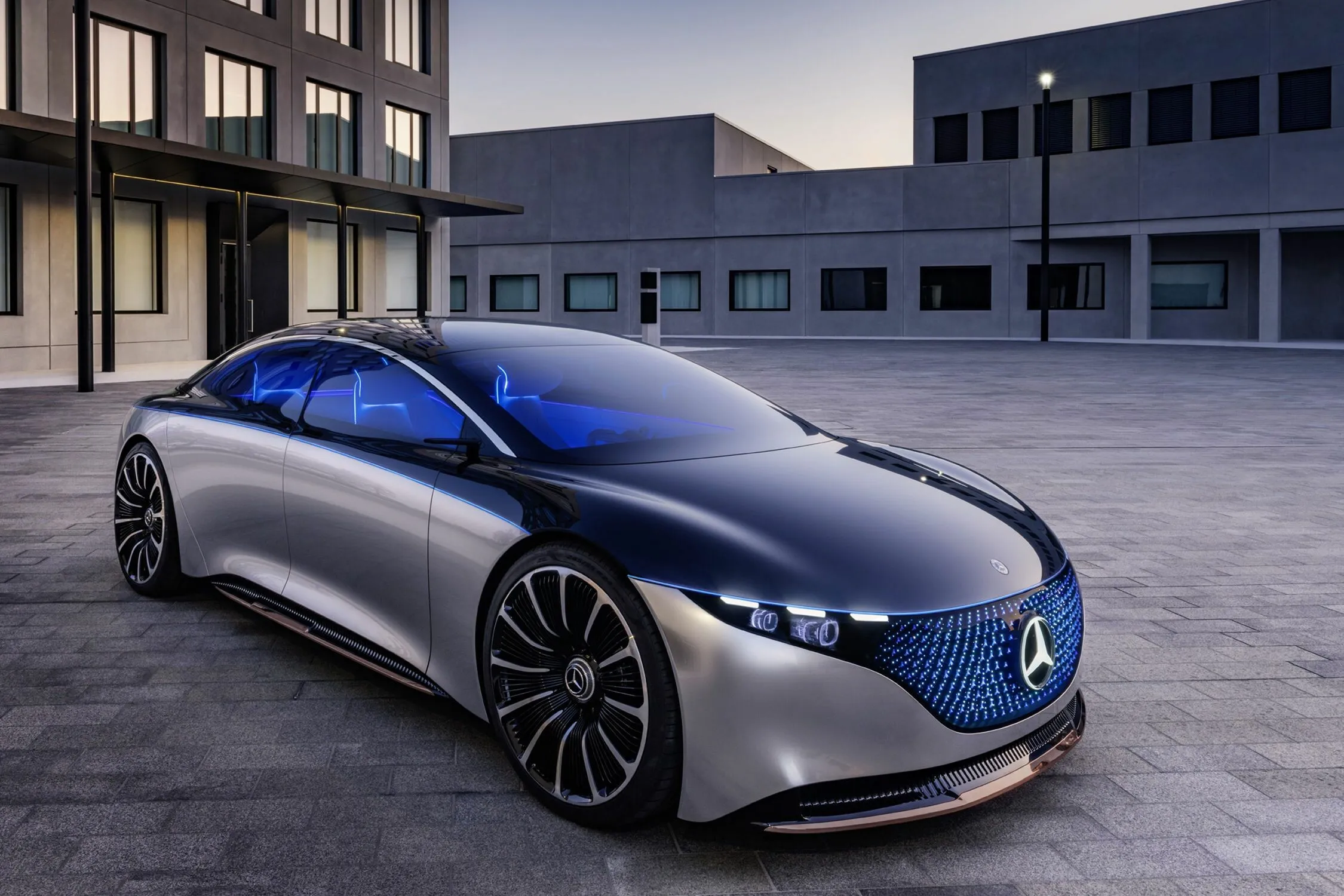 Sleek Mercedes Benz Electric Concept Car on Display