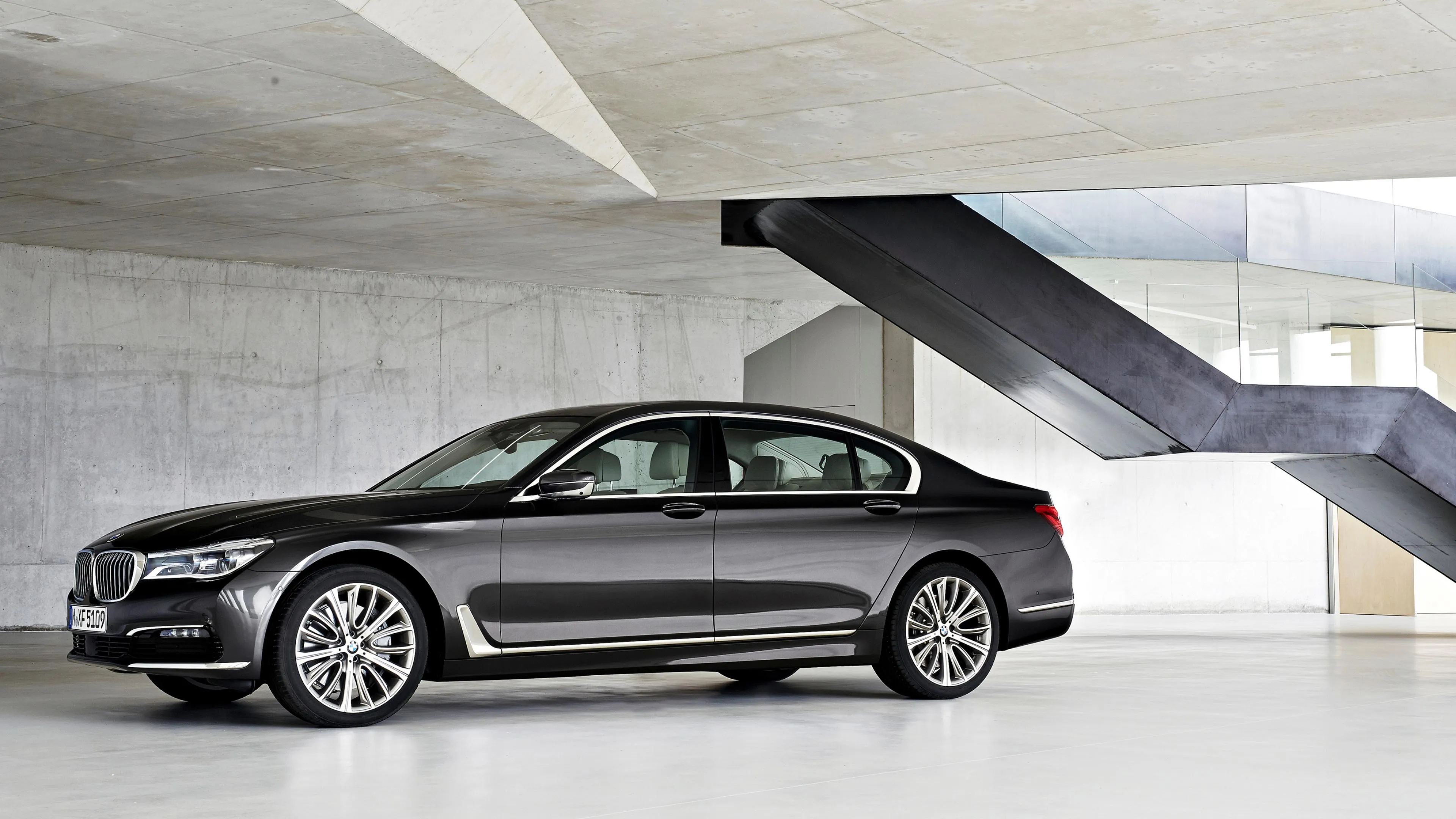 Sleek Silver Bmw in Minimalist Modern Architecture