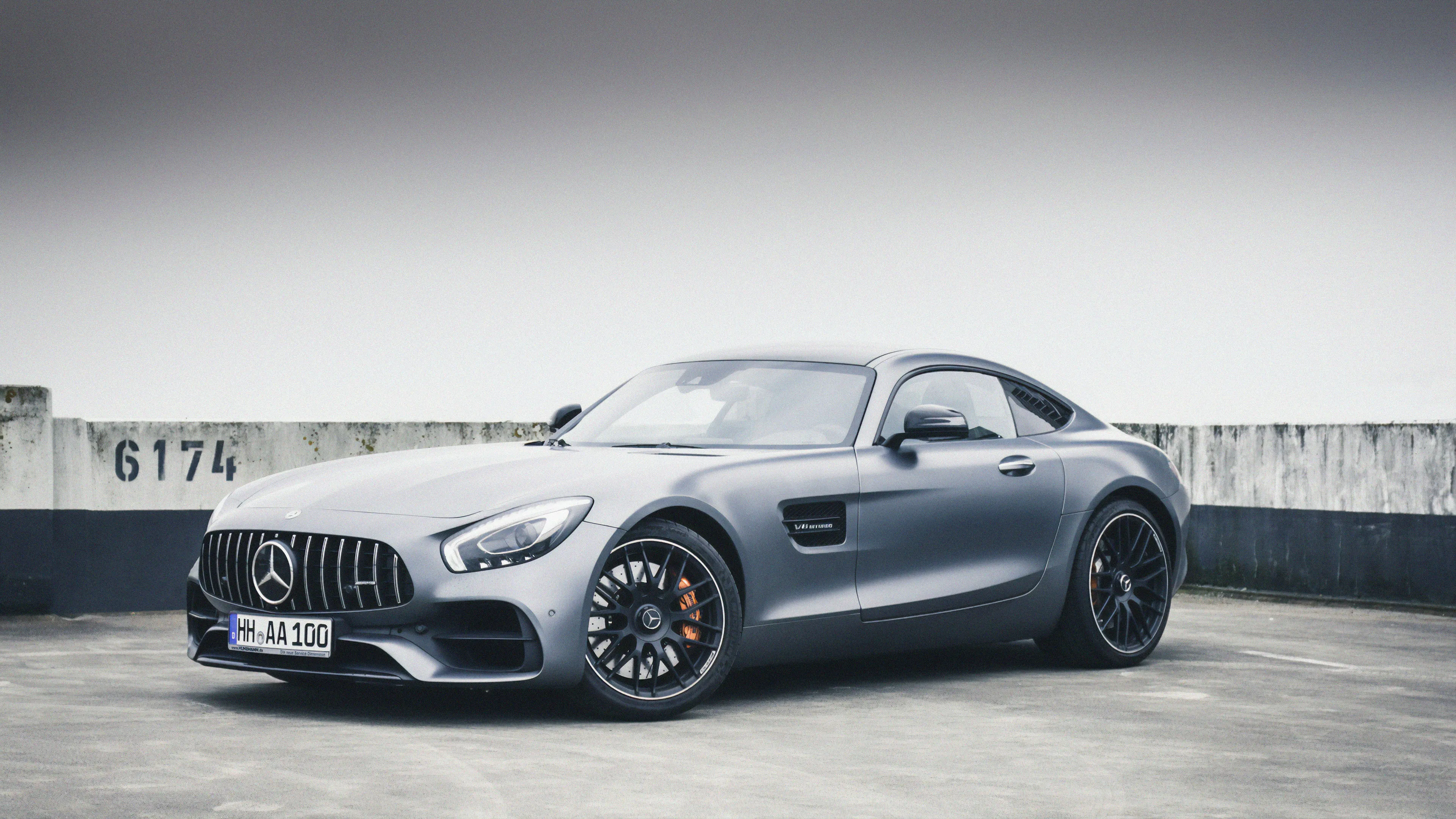 Sporty Grey Mercedes Benz AMG Coupe in Urban Setting